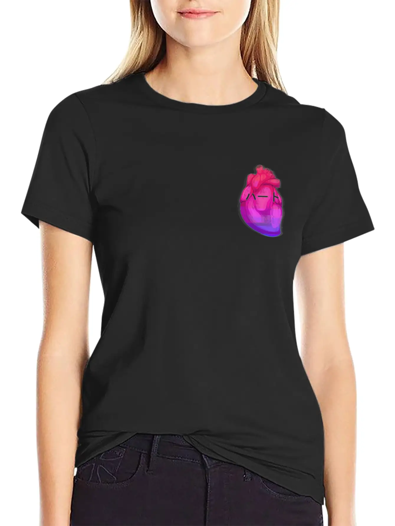 Aesthetic Heart Vaporwave Heart With Japanese Text Classic Fit Graphic Tee For Daily Comfort – Unisex Cotton Shirt