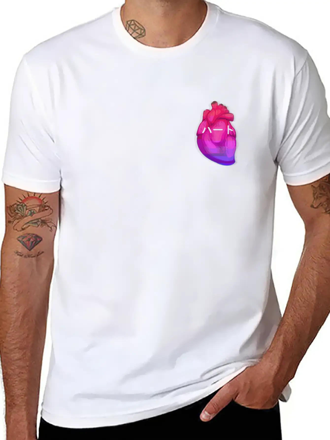 Aesthetic Heart Vaporwave Heart With Japanese Text Classic Fit Graphic Tee For Daily Comfort – Unisex Cotton Shirt