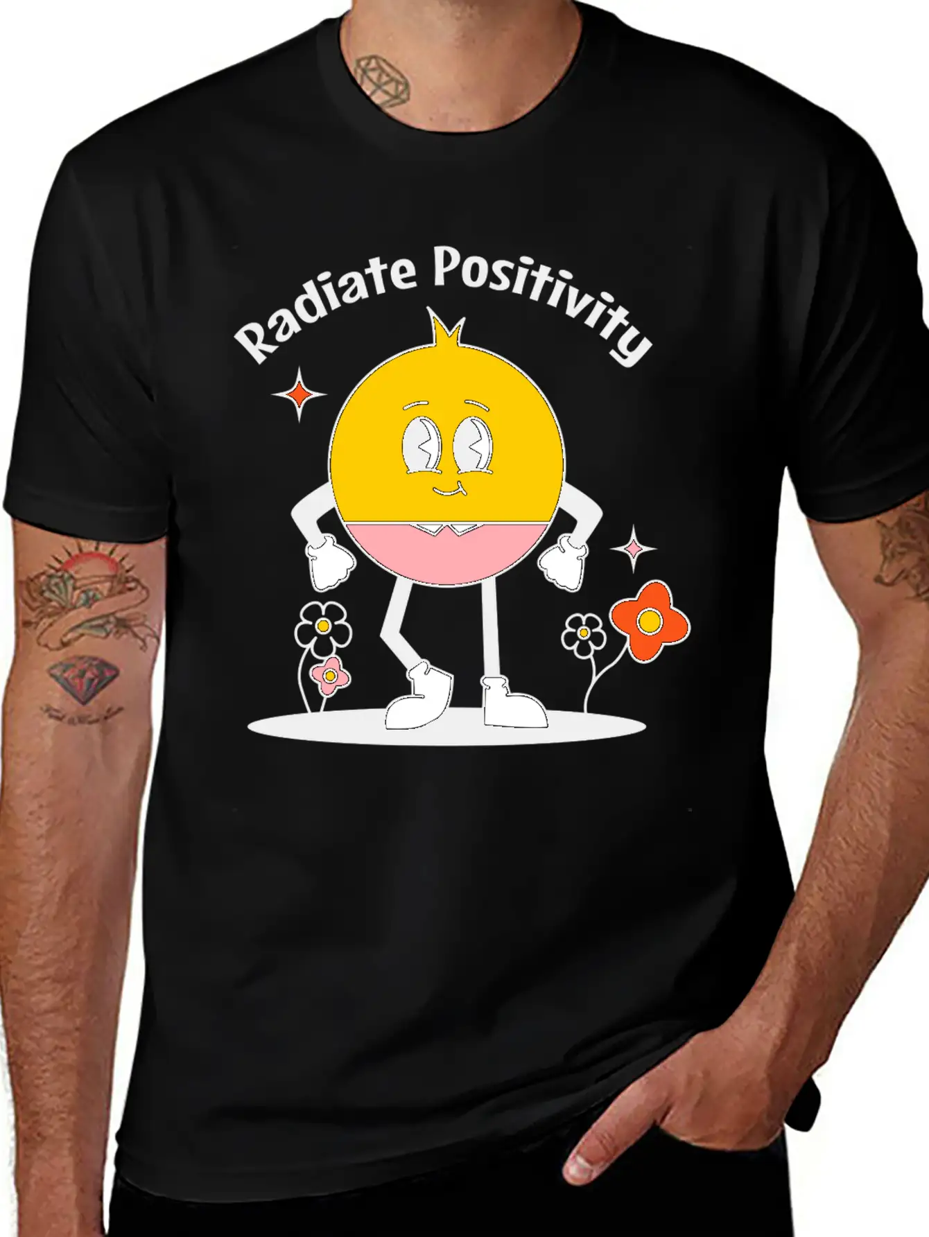 Aesthetic Retro Radiate Positivity Lightweight Cotton T-Shirt – Daily Comfort Graphic Shirt