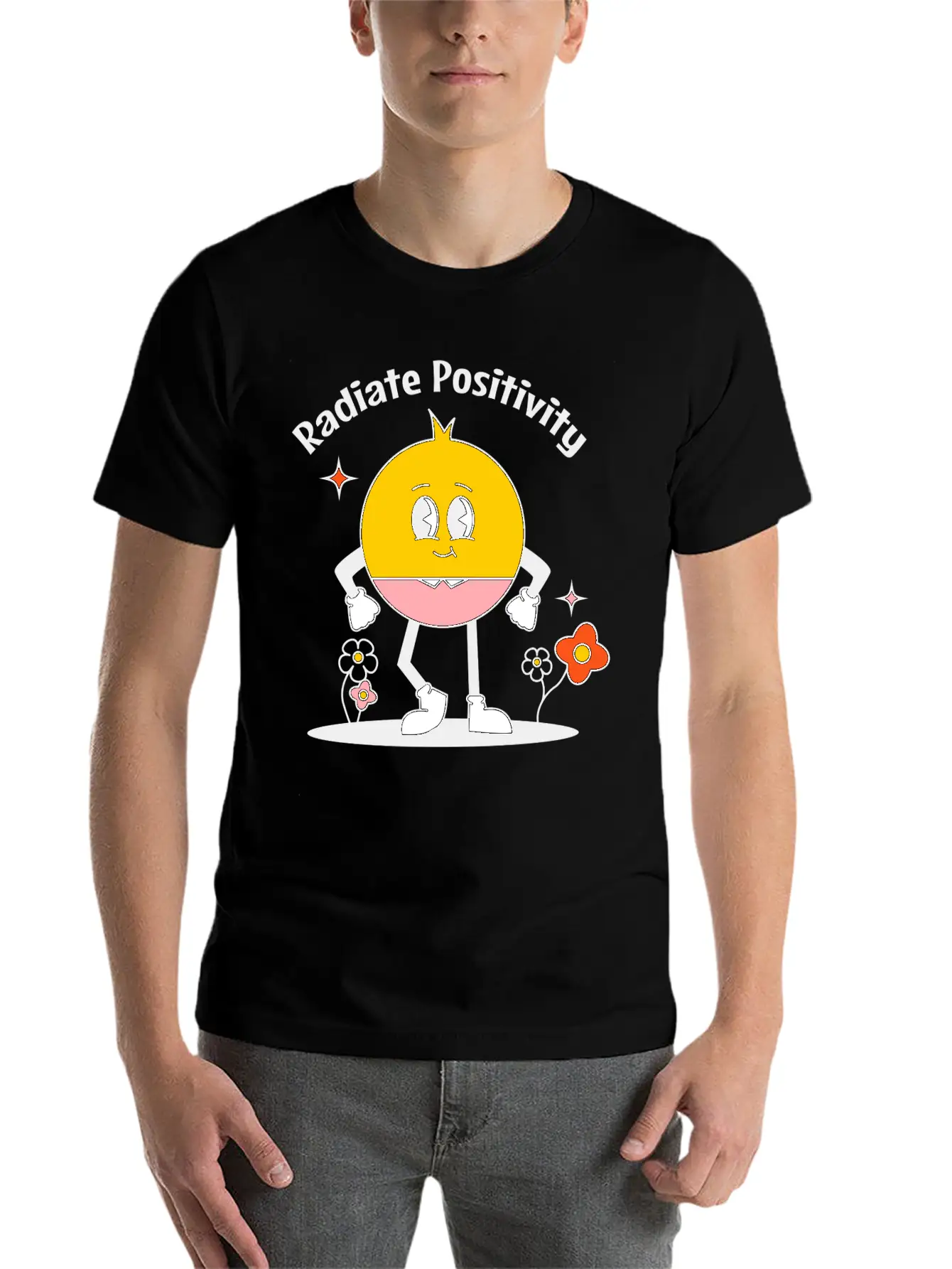 Aesthetic Retro Radiate Positivity Lightweight Cotton T-Shirt – Daily Comfort Graphic Shirt