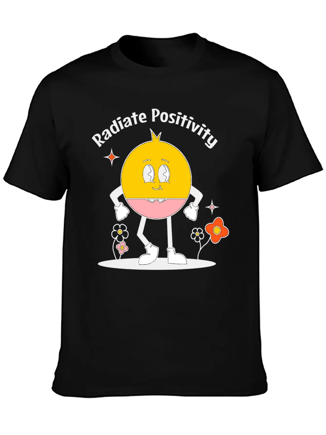 Aesthetic Retro Radiate Positivity Lightweight Cotton T-Shirt – Daily Comfort Graphic Shirt