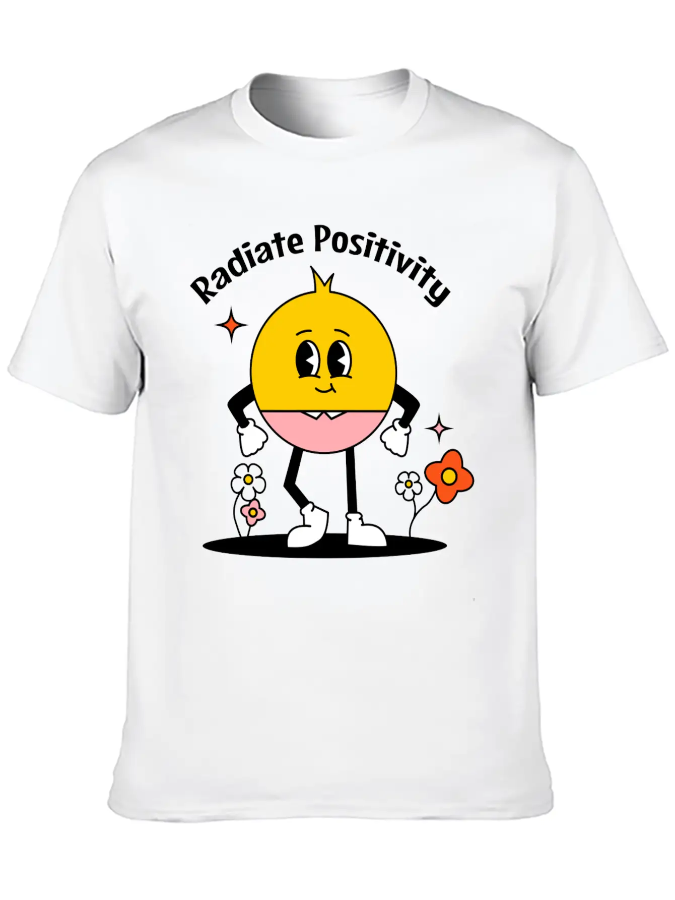 Aesthetic Retro Radiate Positivity Lightweight Cotton T-Shirt – Daily Comfort Graphic Shirt
