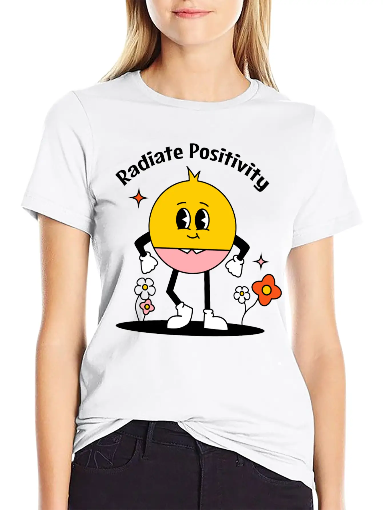 Aesthetic Retro Radiate Positivity Lightweight Cotton T-Shirt – Daily Comfort Graphic Shirt