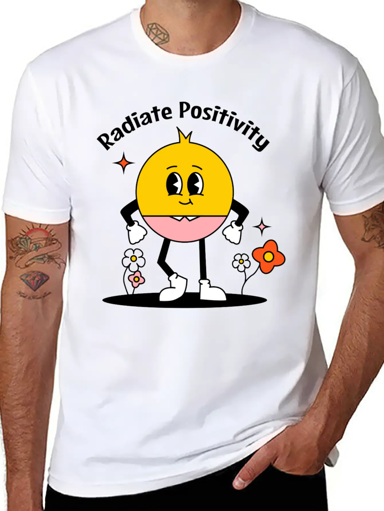 Aesthetic Retro Radiate Positivity Lightweight Cotton T-Shirt – Daily Comfort Graphic Shirt