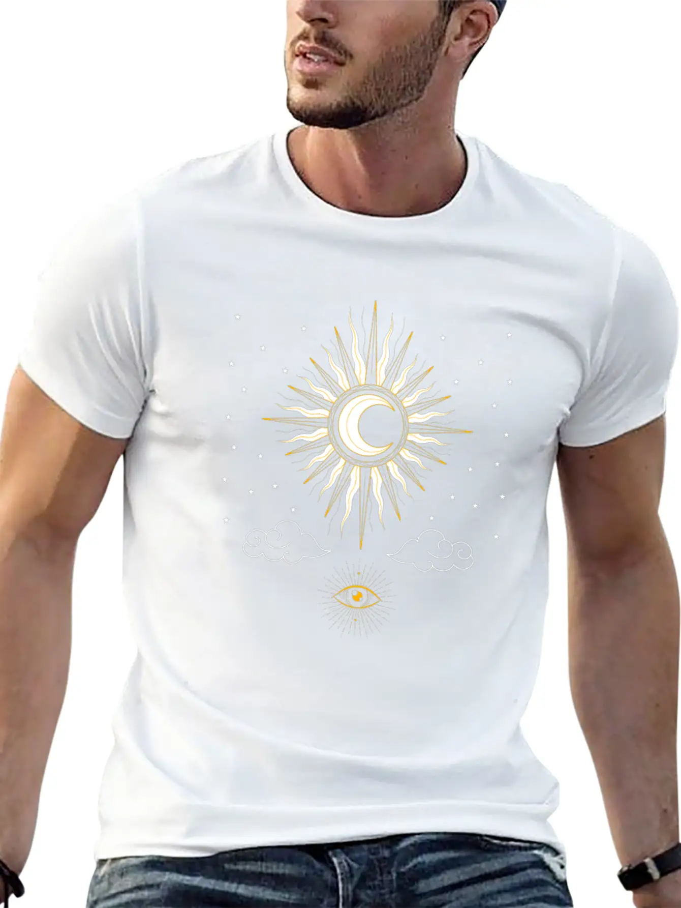 Aesthetic Tarot Sun Witches Sun Moon Classic Fit Graphic Tee For Daily Comfort – Unisex Cotton Shirt