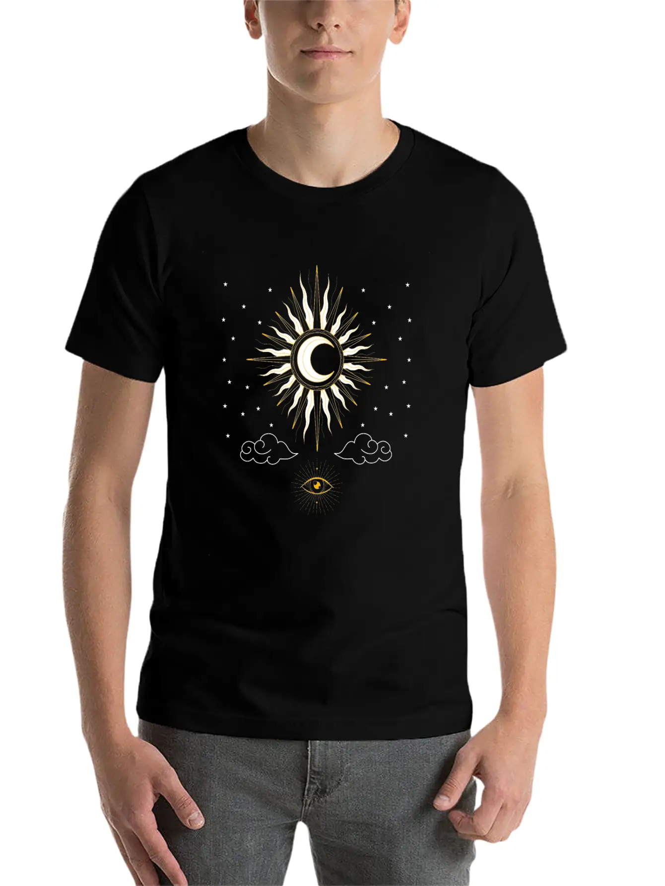 Aesthetic Tarot Sun Witches Sun Moon Classic Fit Graphic Tee For Daily Comfort – Unisex Cotton Shirt