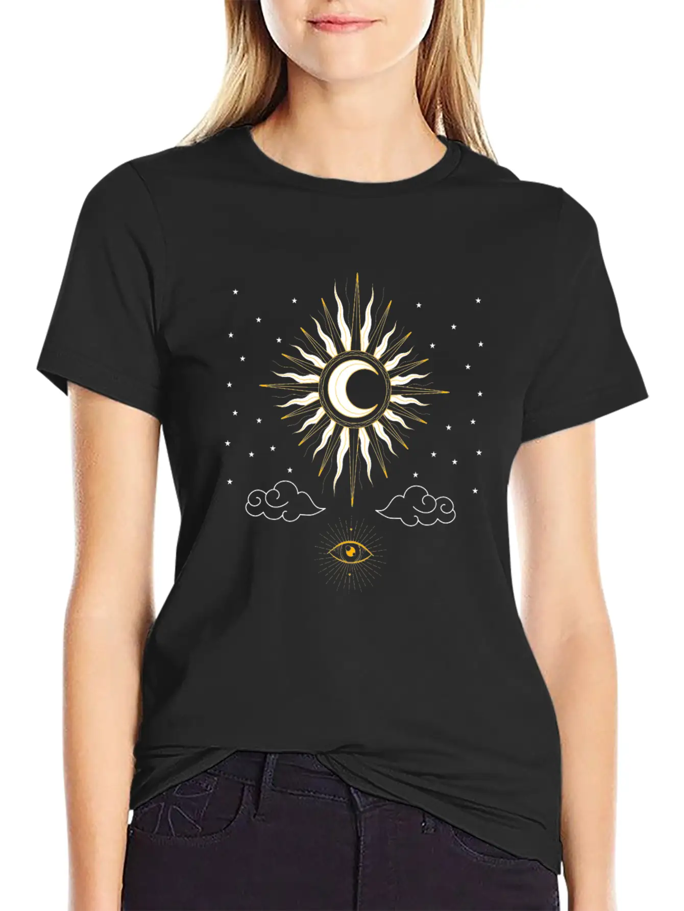 Aesthetic Tarot Sun Witches Sun Moon Classic Fit Graphic Tee For Daily Comfort – Unisex Cotton Shirt
