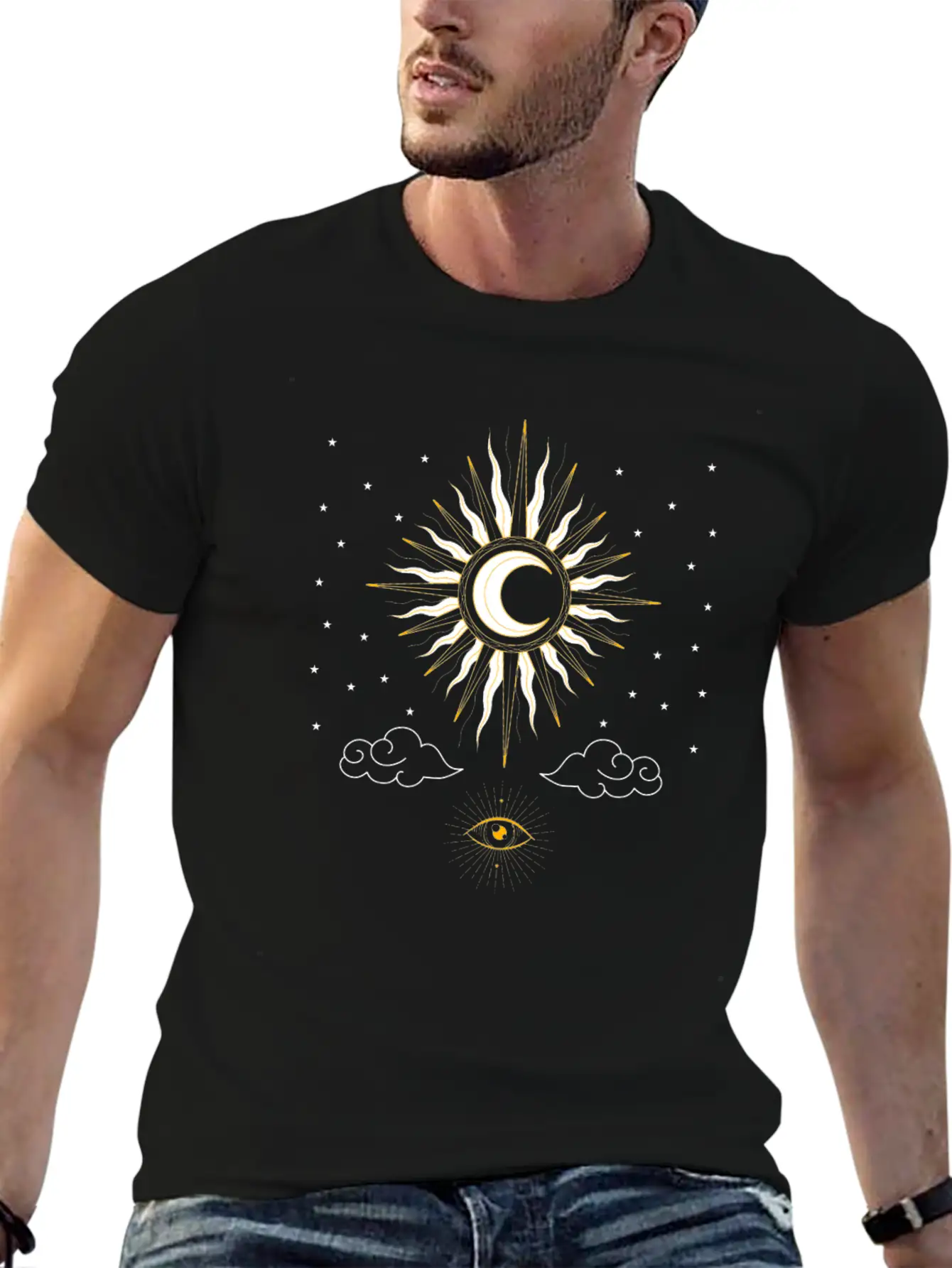 Aesthetic Tarot Sun Witches Sun Moon Classic Fit Graphic Tee For Daily Comfort – Unisex Cotton Shirt