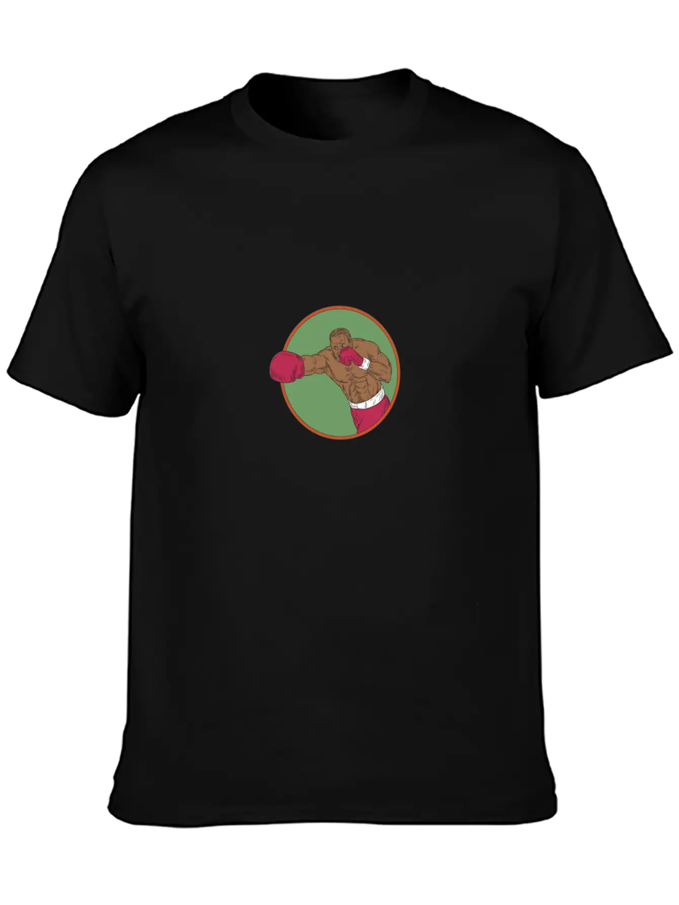 African-American Boxer Right Hook Circle Drawing Relaxed Everyday Tee – Lightweight And Durable Cotton