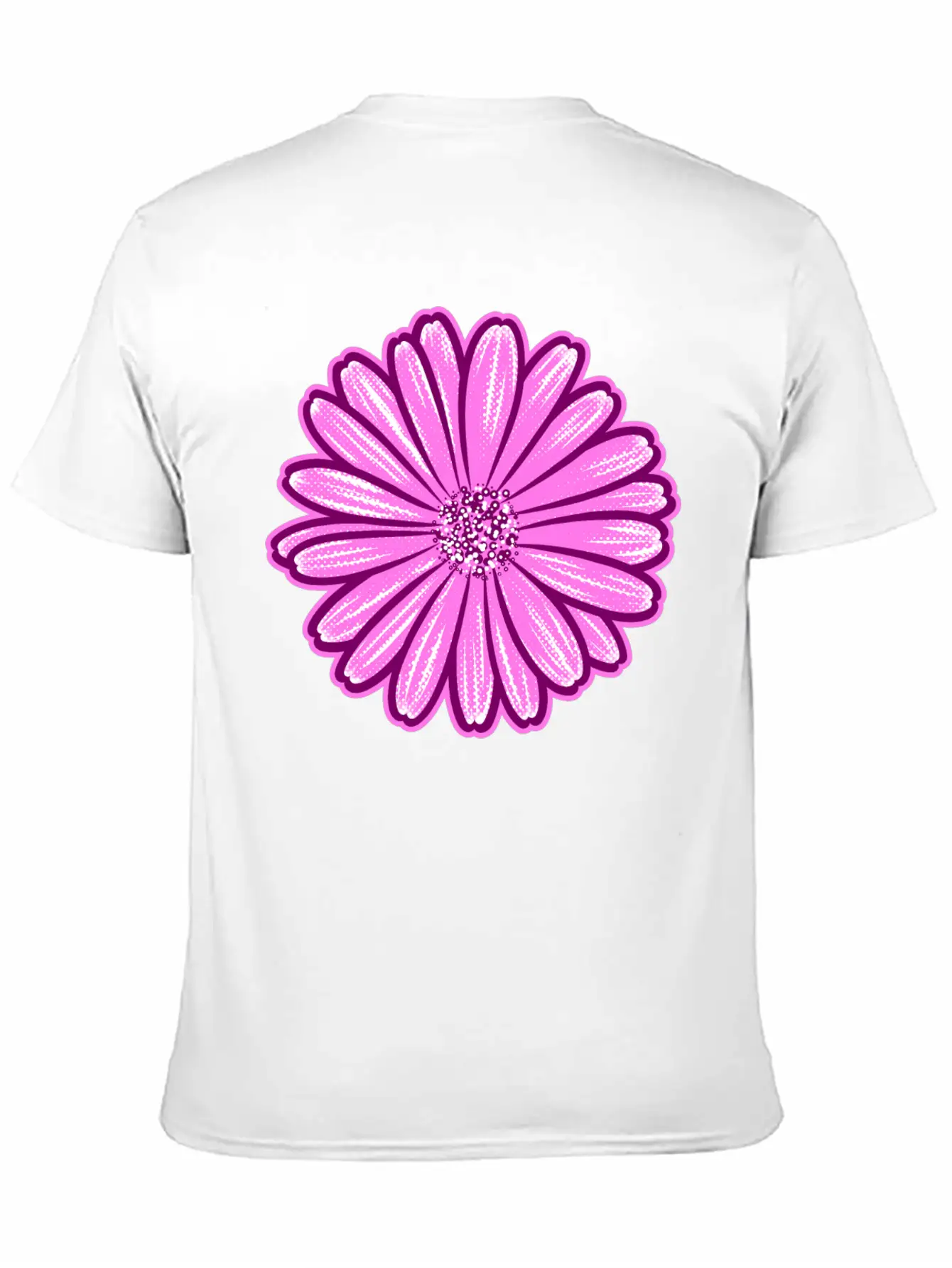 African Daisy Halftone Illustration Modern Fit Casual T-Shirt – Clean And Versatile Design