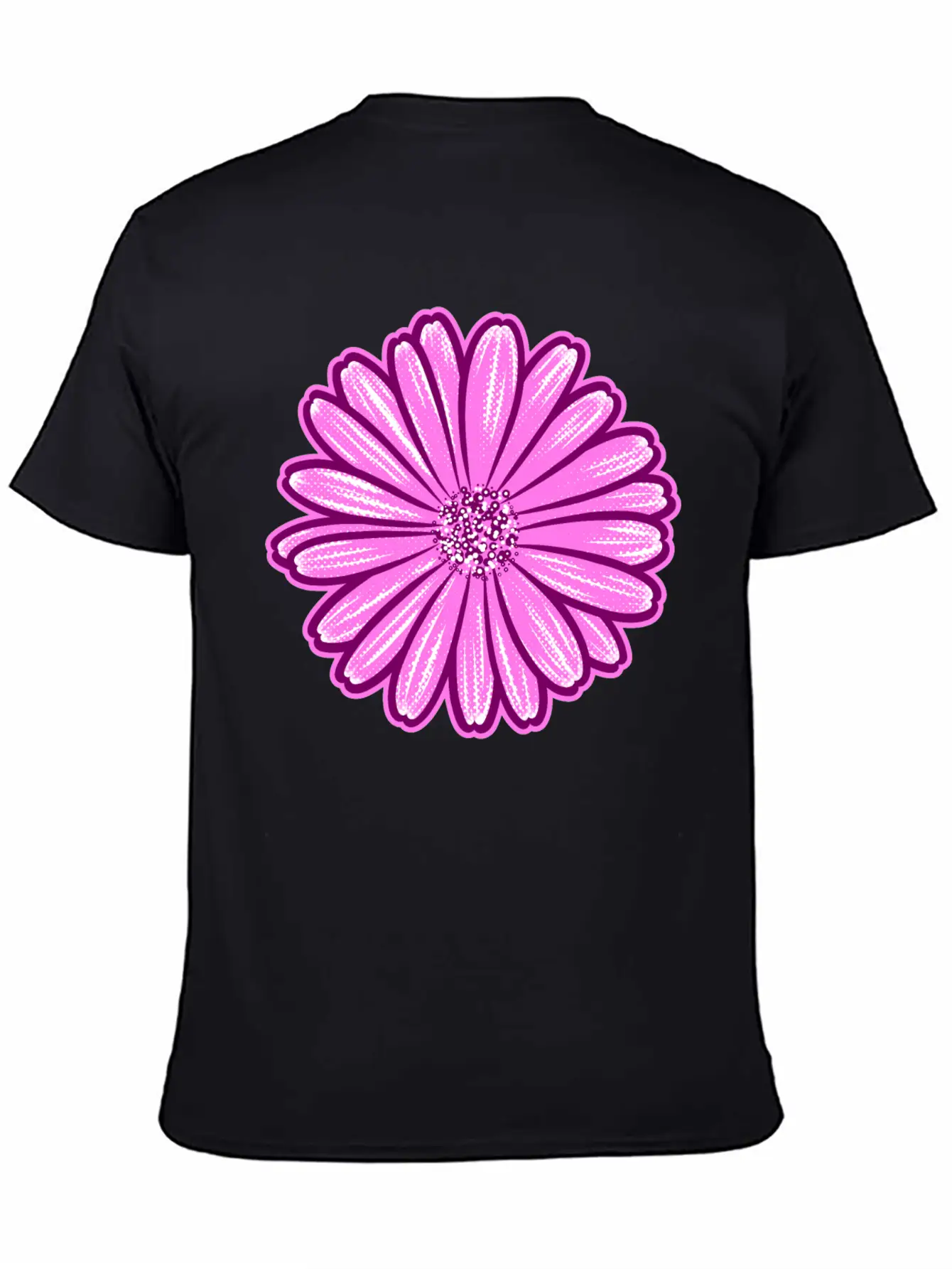 African Daisy Halftone Illustration Modern Fit Casual T-Shirt – Clean And Versatile Design