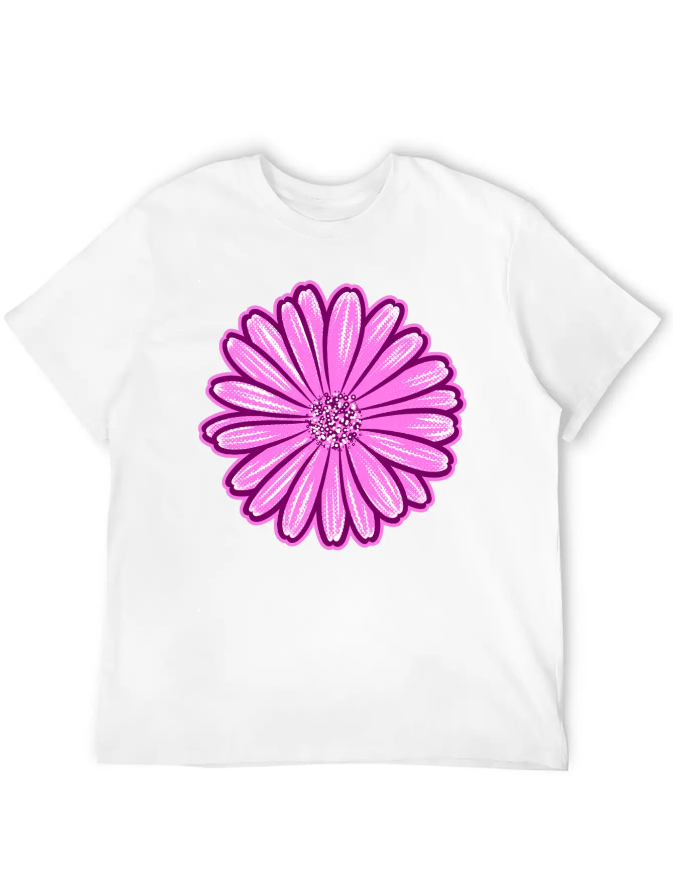 African Daisy Halftone Illustration Modern Fit Casual T-Shirt – Clean And Versatile Design