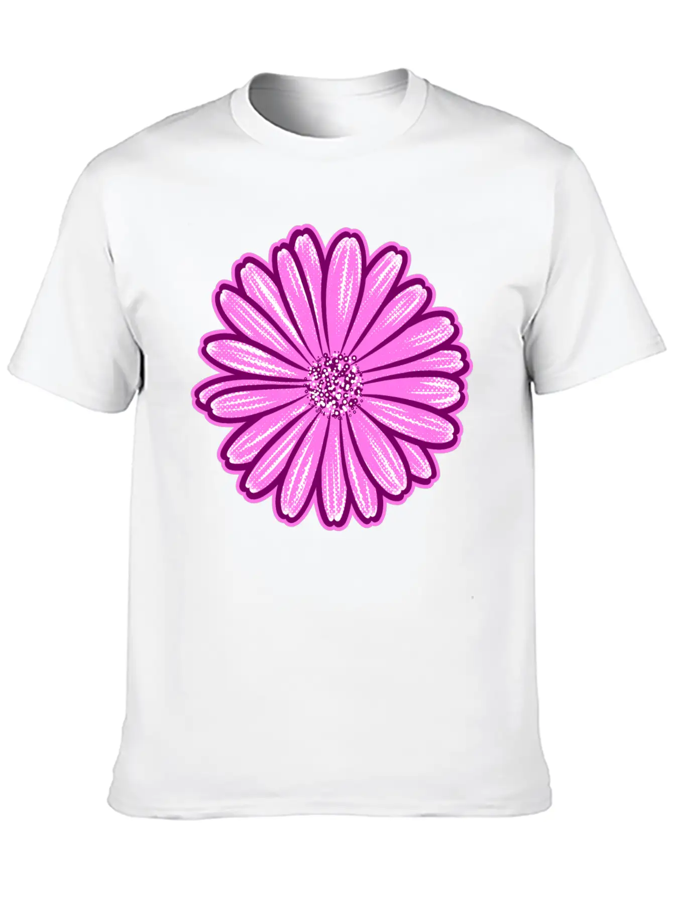 African Daisy Halftone Illustration Modern Fit Casual T-Shirt – Clean And Versatile Design