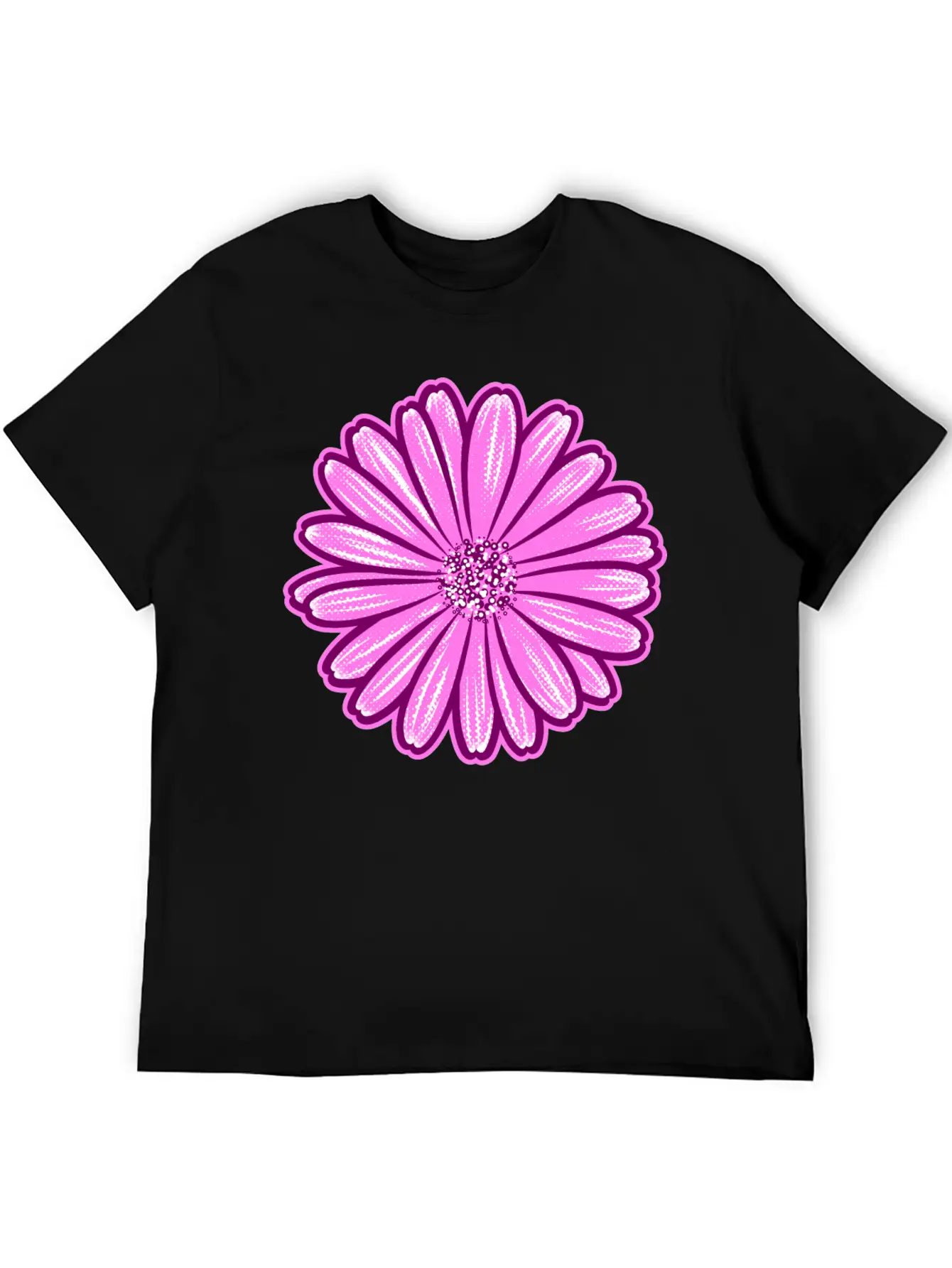 African Daisy Halftone Illustration Modern Fit Casual T-Shirt – Clean And Versatile Design
