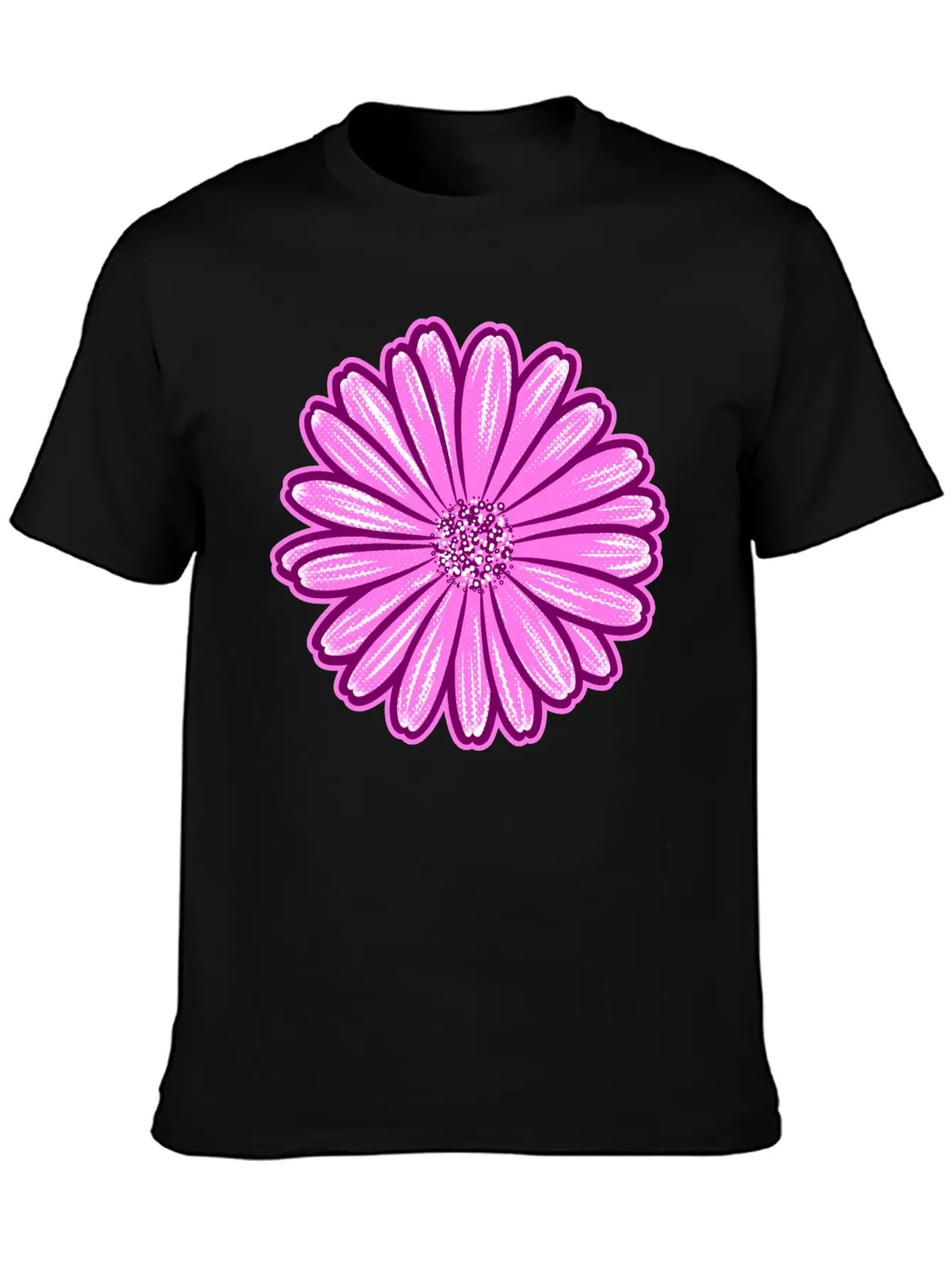 African Daisy Halftone Illustration Modern Fit Casual T-Shirt – Clean And Versatile Design