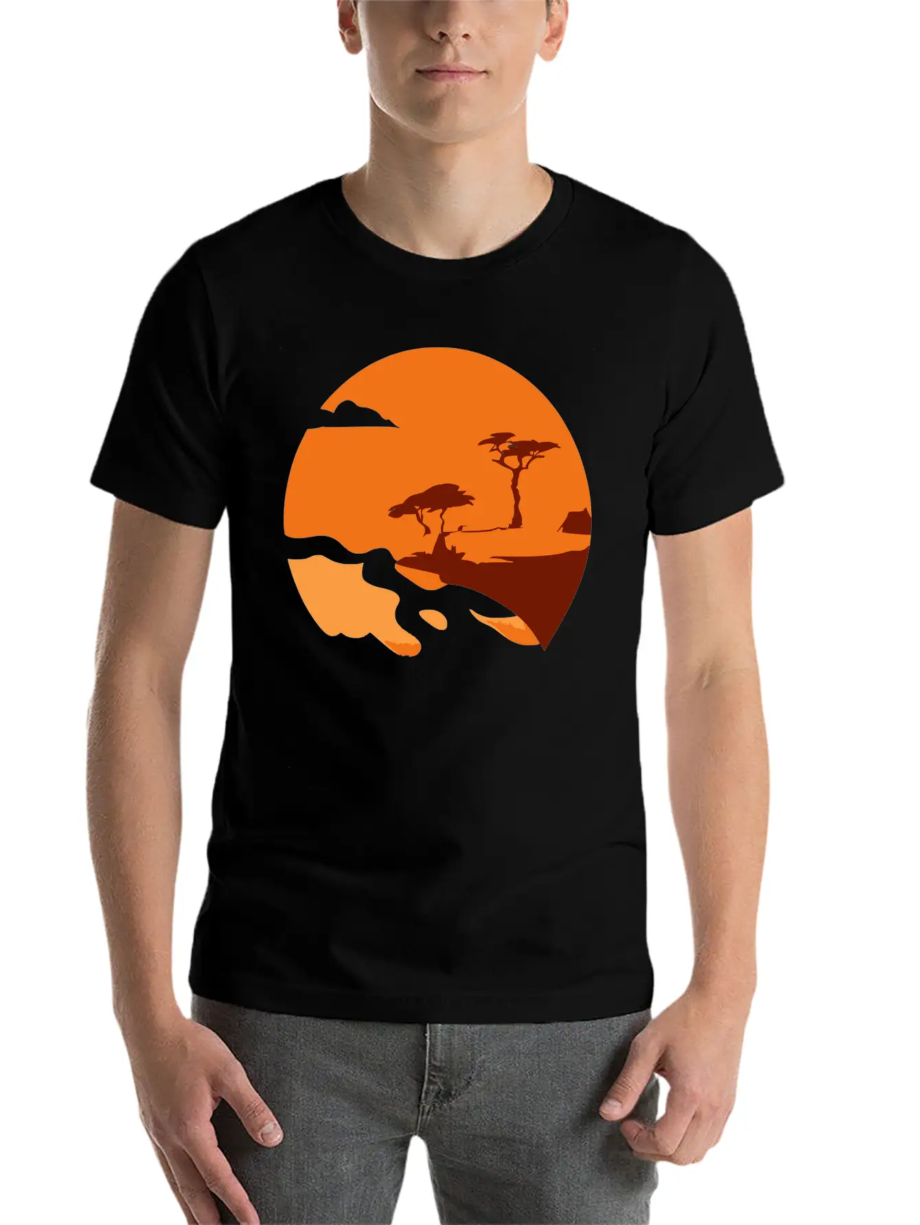 African Landscape Vector Essential Cotton Tee For Daily Outfits – Unisex Style