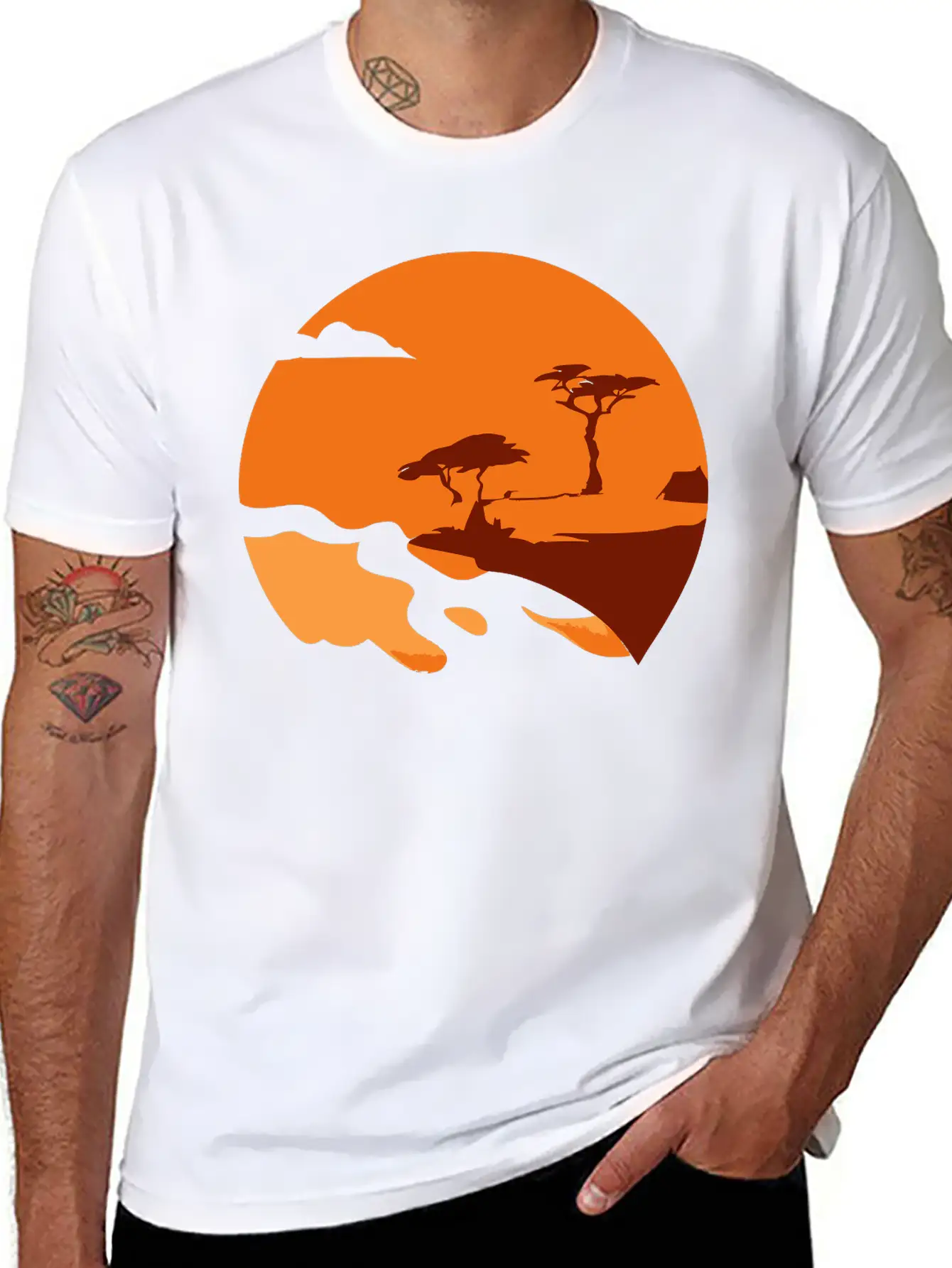 African Landscape Vector Essential Cotton Tee For Daily Outfits – Unisex Style