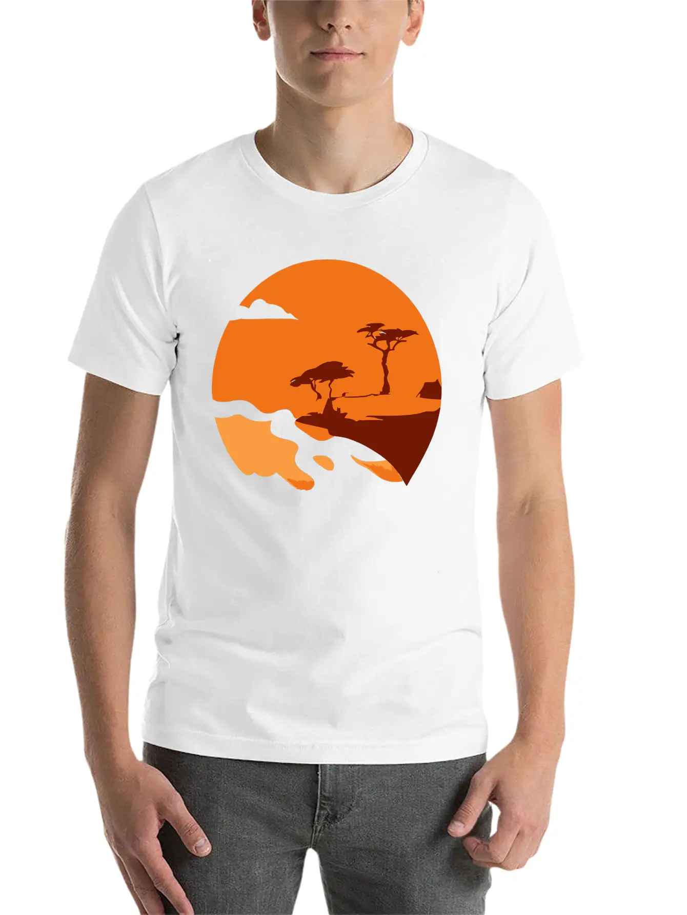 African Landscape Vector Essential Cotton Tee For Daily Outfits – Unisex Style