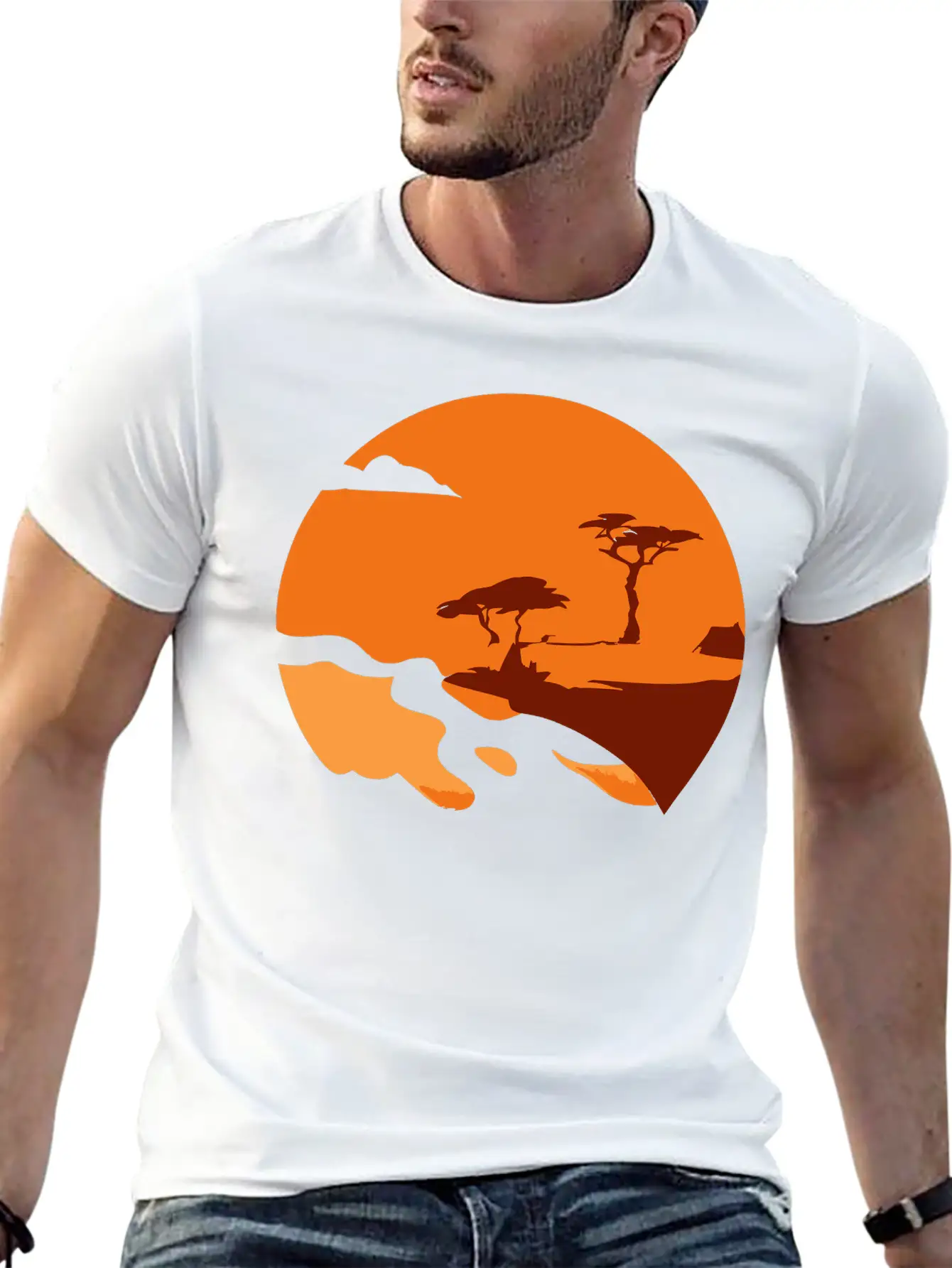 African Landscape Vector Essential Cotton Tee For Daily Outfits – Unisex Style