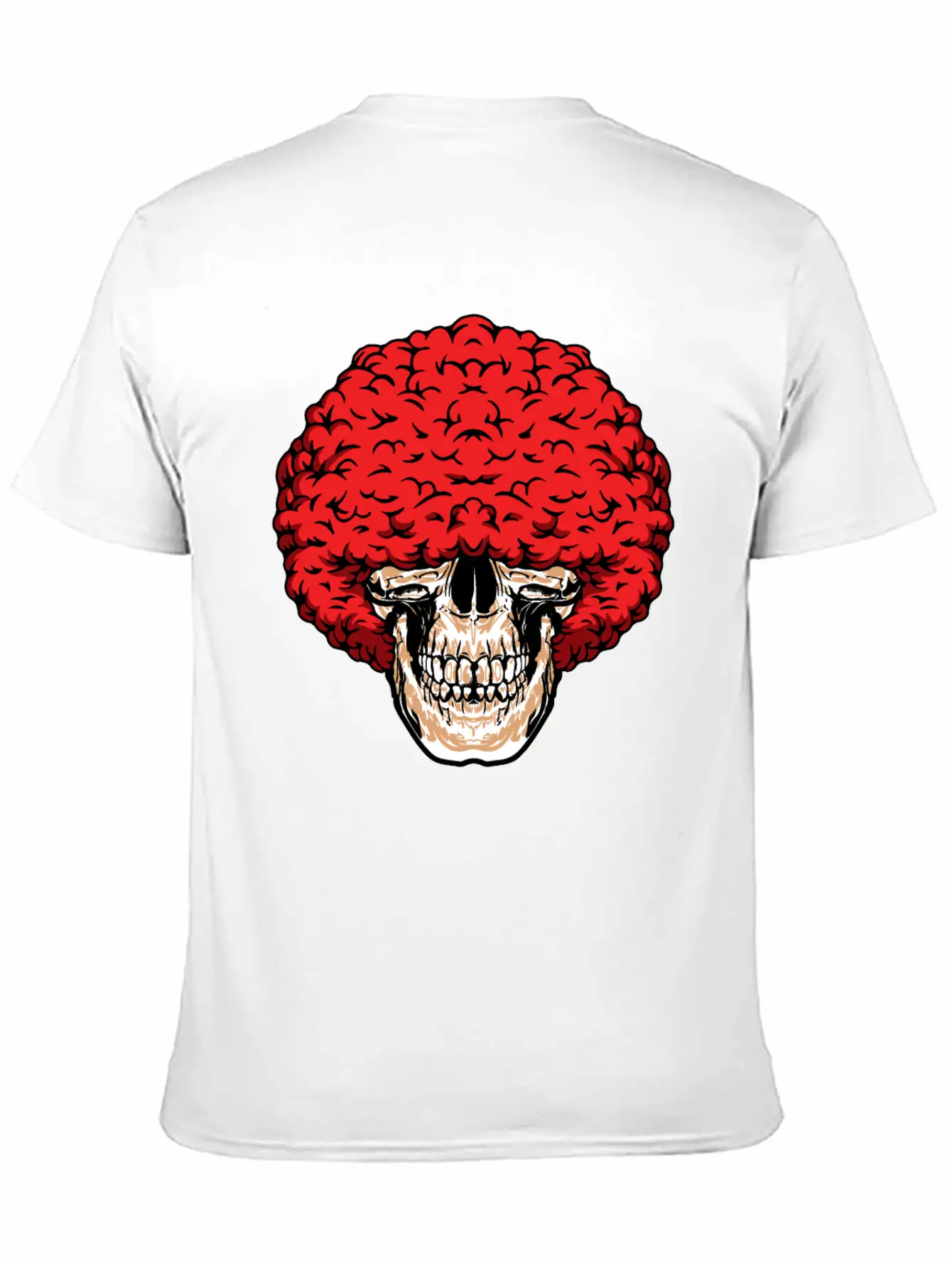Afro-Man's Skull Abundant Curly Red Hair Relaxed Everyday Tee – Lightweight And Durable Cotton
