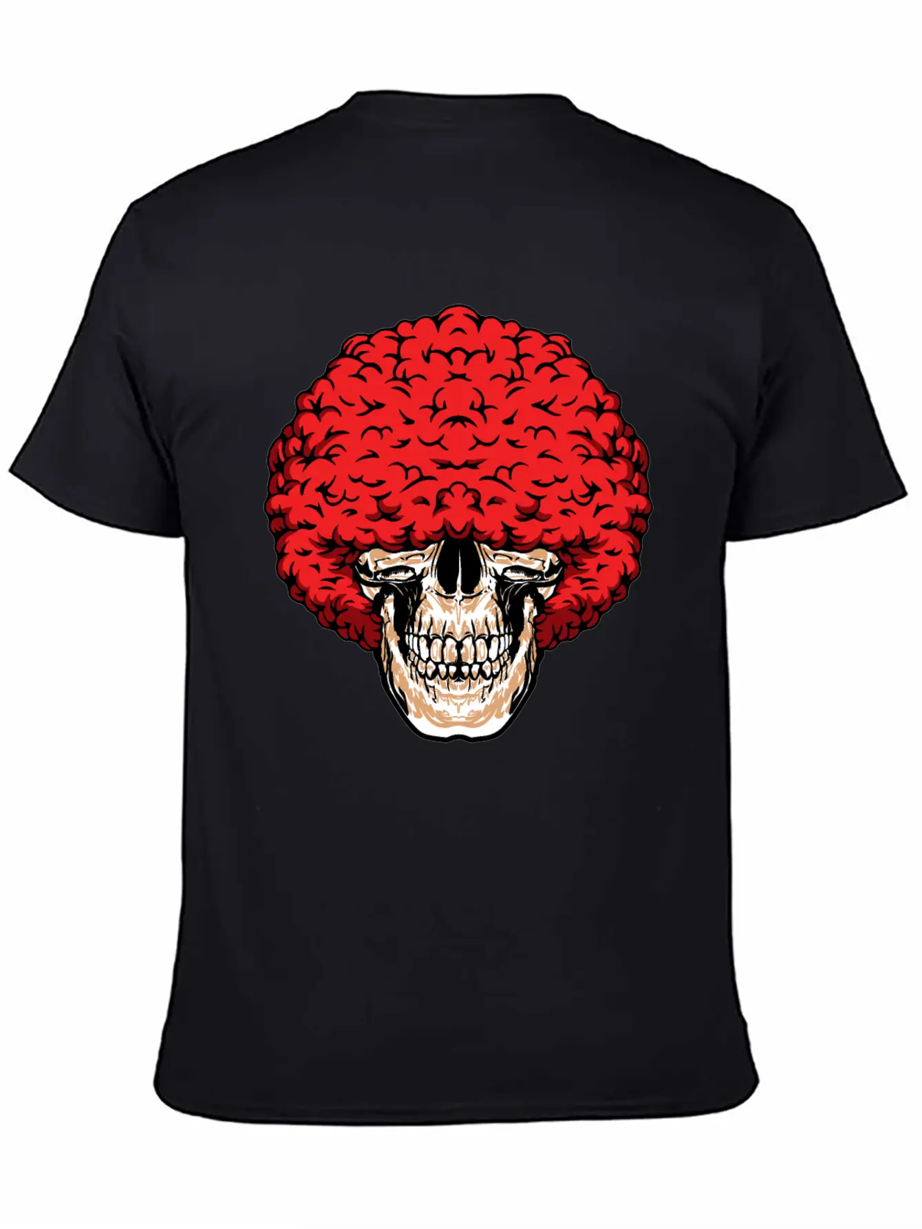 Afro-Man's Skull Abundant Curly Red Hair Relaxed Everyday Tee – Lightweight And Durable Cotton