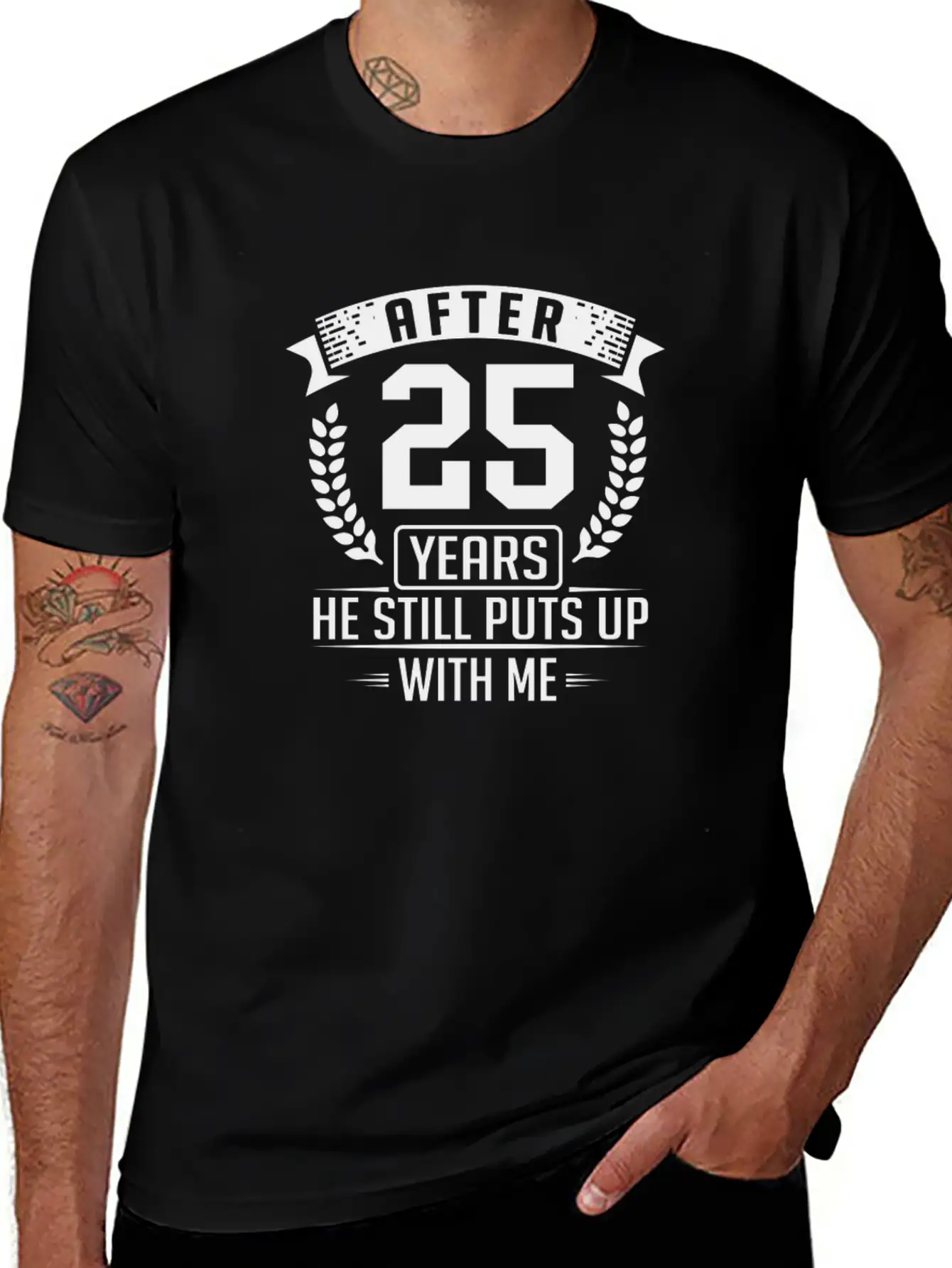 After 25 Years Anniversary He Still Puts Up With M Basic Graphic T-Shirt – Daily Comfort In Soft Cotton