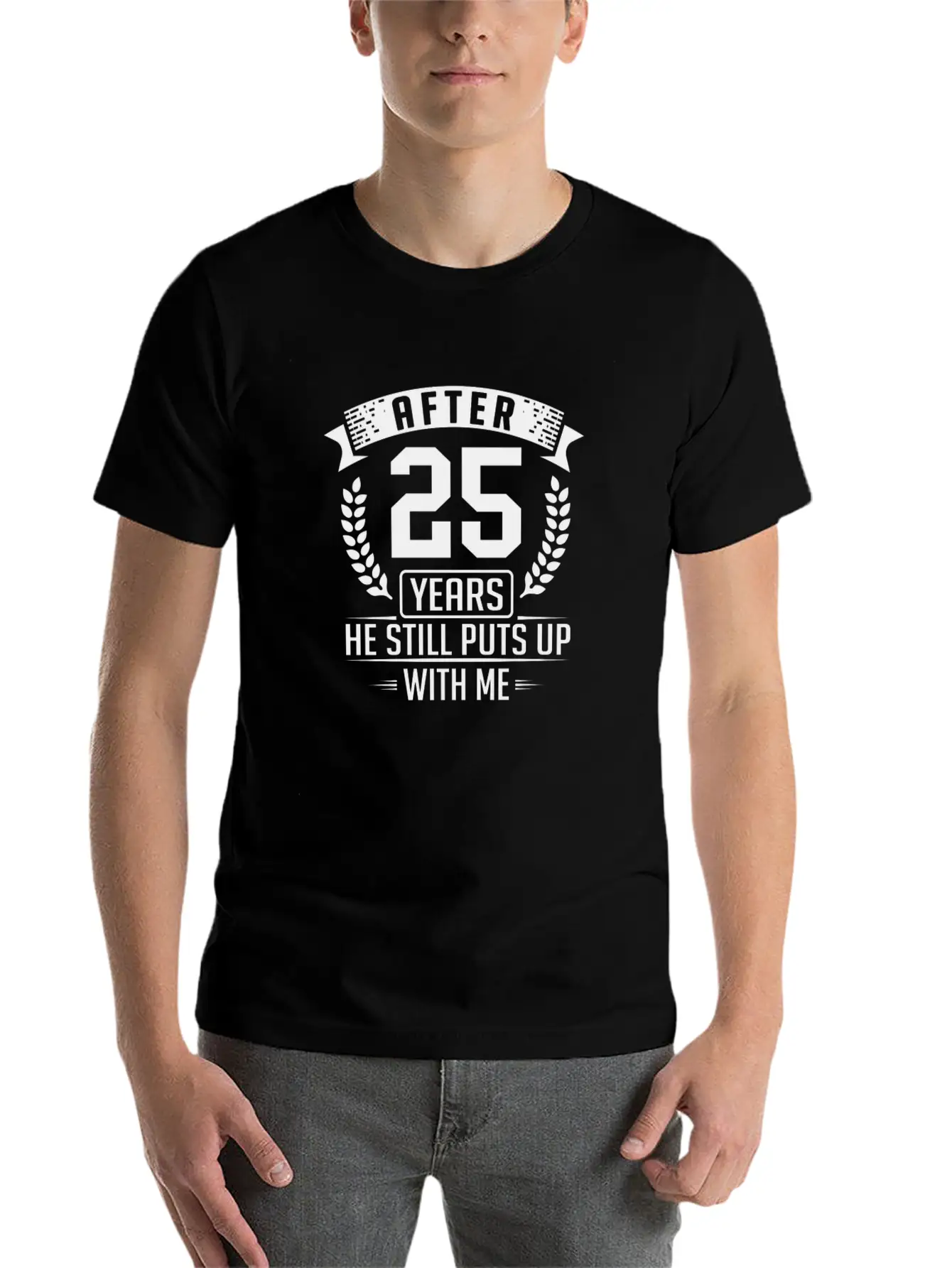 After 25 Years Anniversary He Still Puts Up With M Basic Graphic T-Shirt – Daily Comfort In Soft Cotton