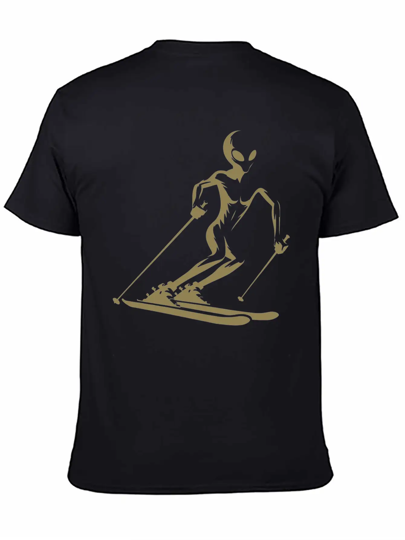 Alien Skier Silhouette For Minimalist Winter Sport Lightweight Cotton T-Shirt – Daily Comfort Graphic Shirt