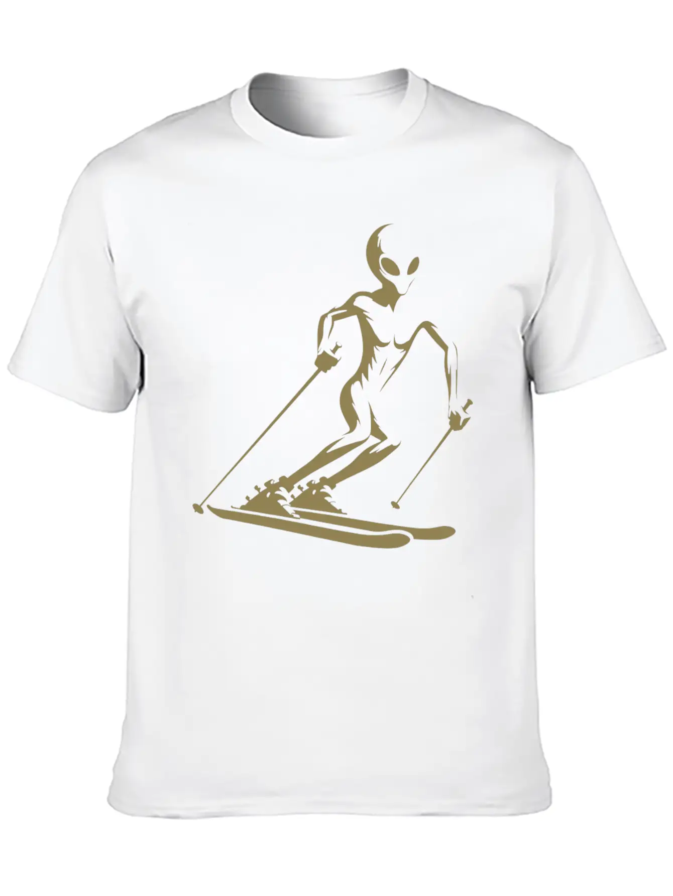 Alien Skier Silhouette For Minimalist Winter Sport Lightweight Cotton T-Shirt – Daily Comfort Graphic Shirt