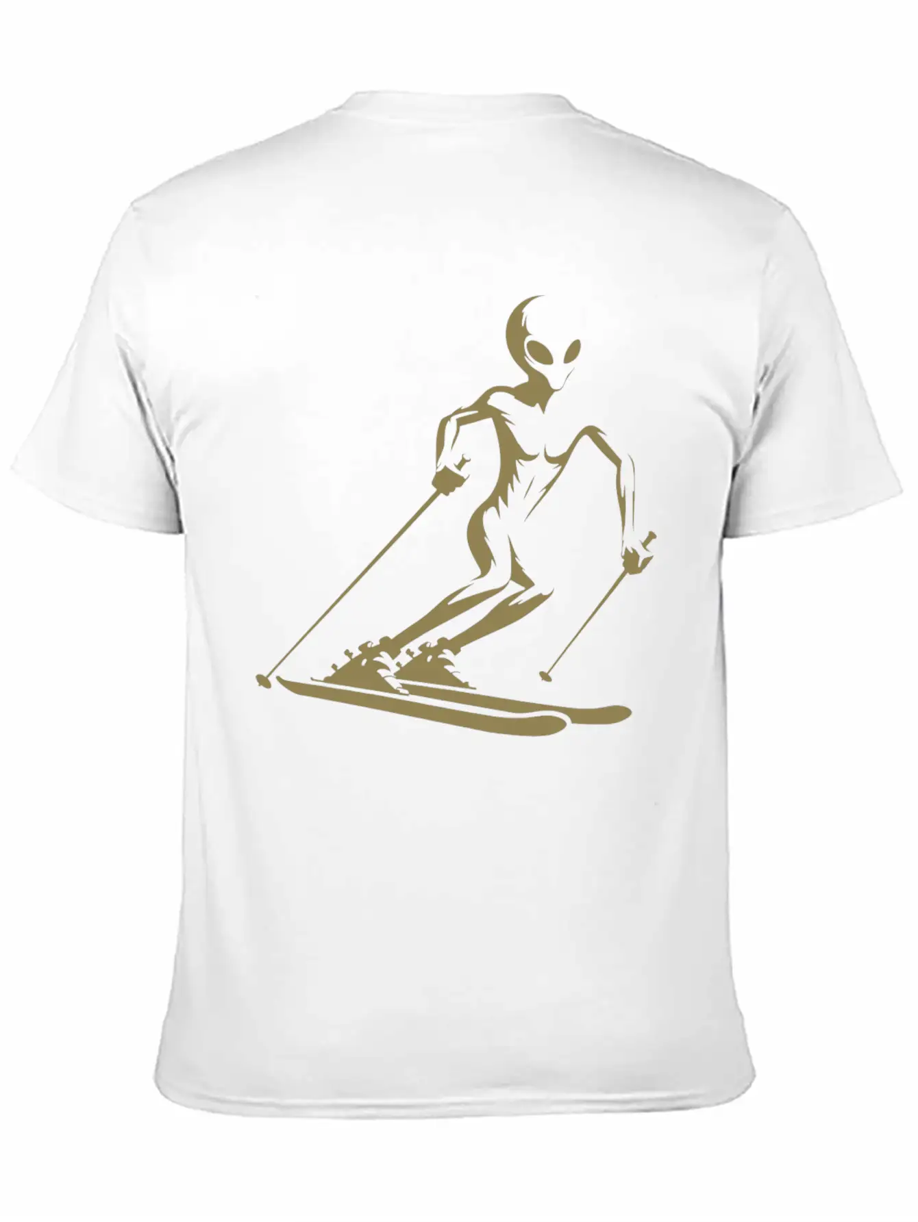 Alien Skier Silhouette For Minimalist Winter Sport Lightweight Cotton T-Shirt – Daily Comfort Graphic Shirt