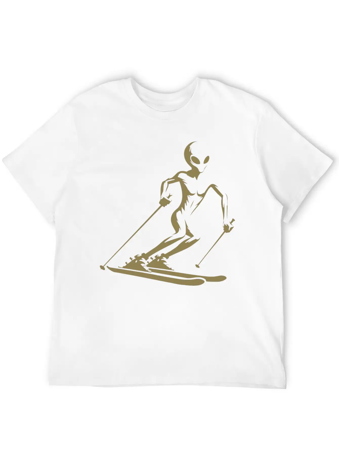 Alien Skier Silhouette For Minimalist Winter Sport Lightweight Cotton T-Shirt – Daily Comfort Graphic Shirt