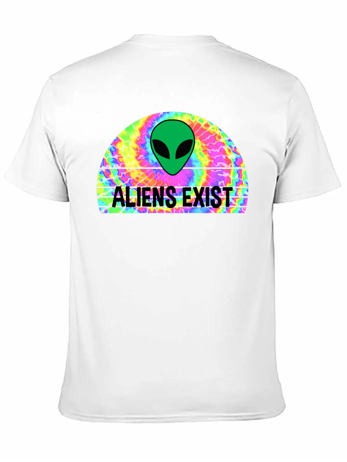 Aliens Exist Half Circle Tie Dye Print Relaxed Everyday Tee – Lightweight And Durable Cotton