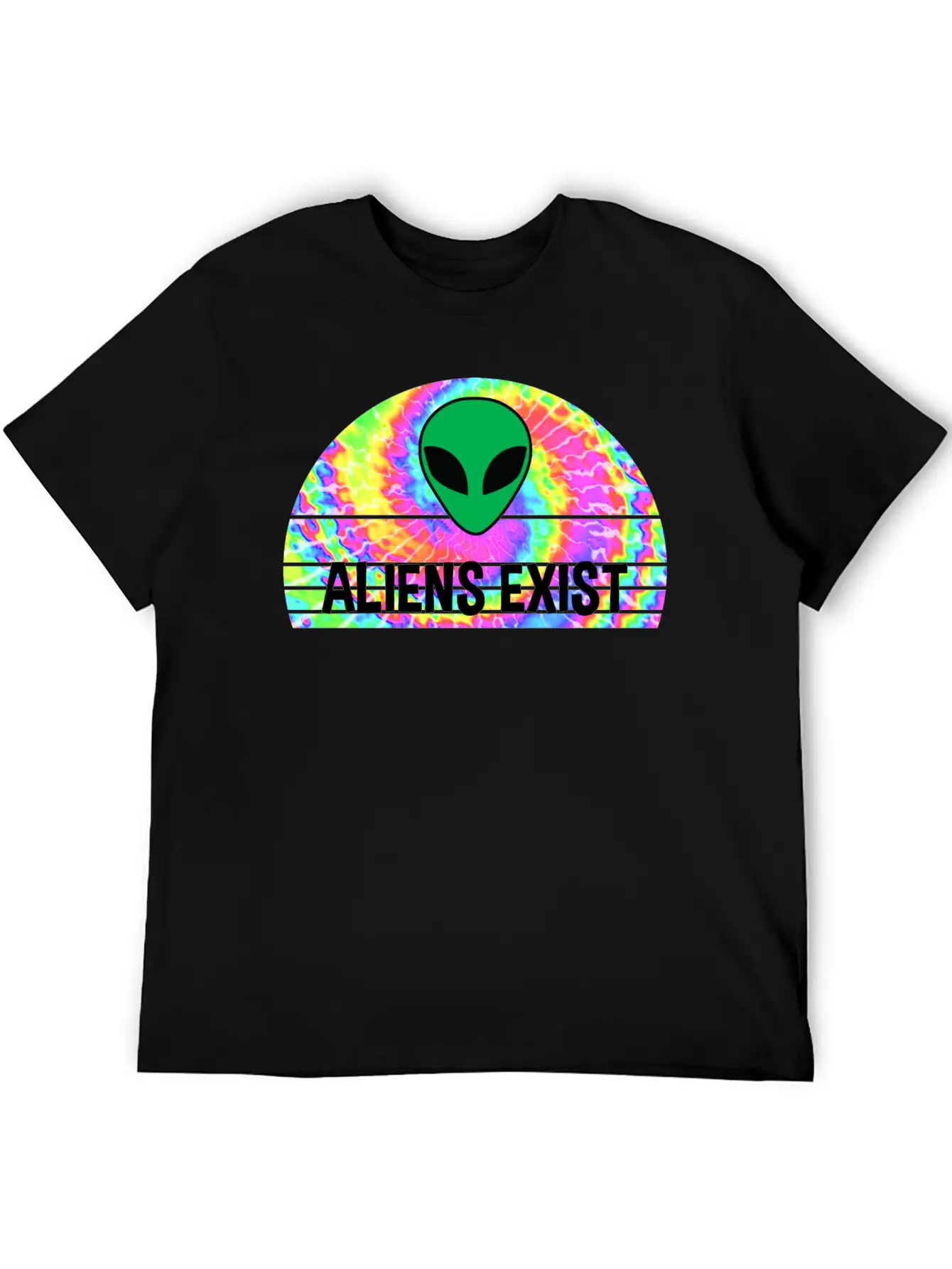 Aliens Exist Half Circle Tie Dye Print Relaxed Everyday Tee – Lightweight And Durable Cotton