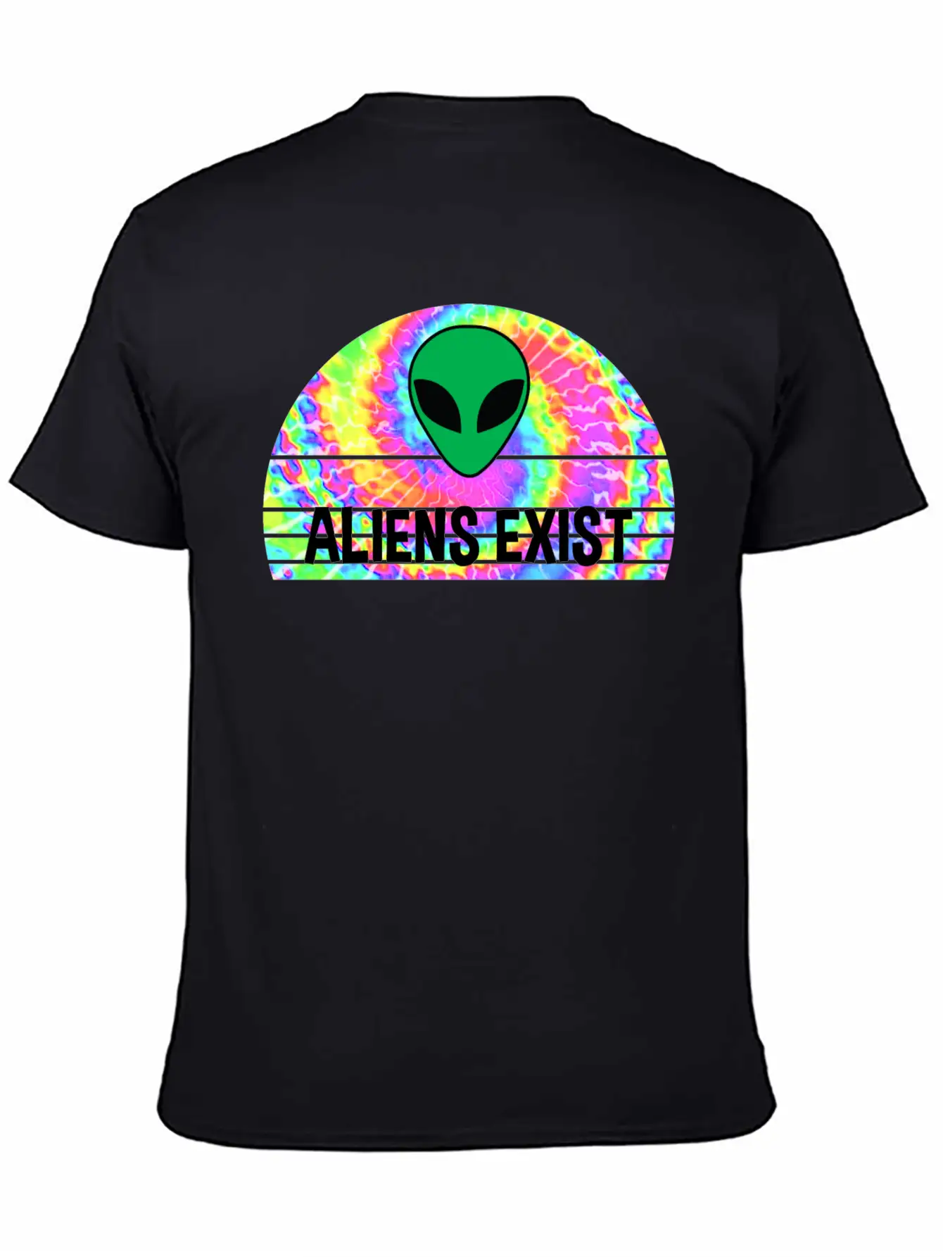 Aliens Exist Half Circle Tie Dye Print Relaxed Everyday Tee – Lightweight And Durable Cotton