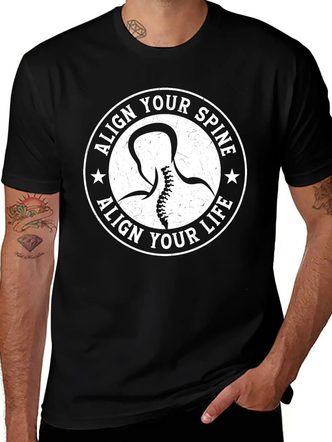 Align Your Spine Align Your Life Chiropractor Chir Stylish Everyday T-Shirt – Unisex Basic Cotton Tee