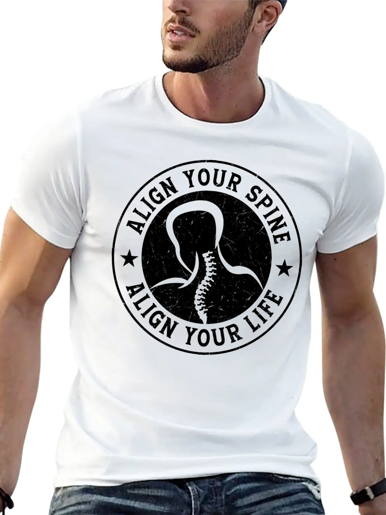 Align Your Spine Align Your Life Chiropractor Chir Stylish Everyday T-Shirt – Unisex Basic Cotton Tee