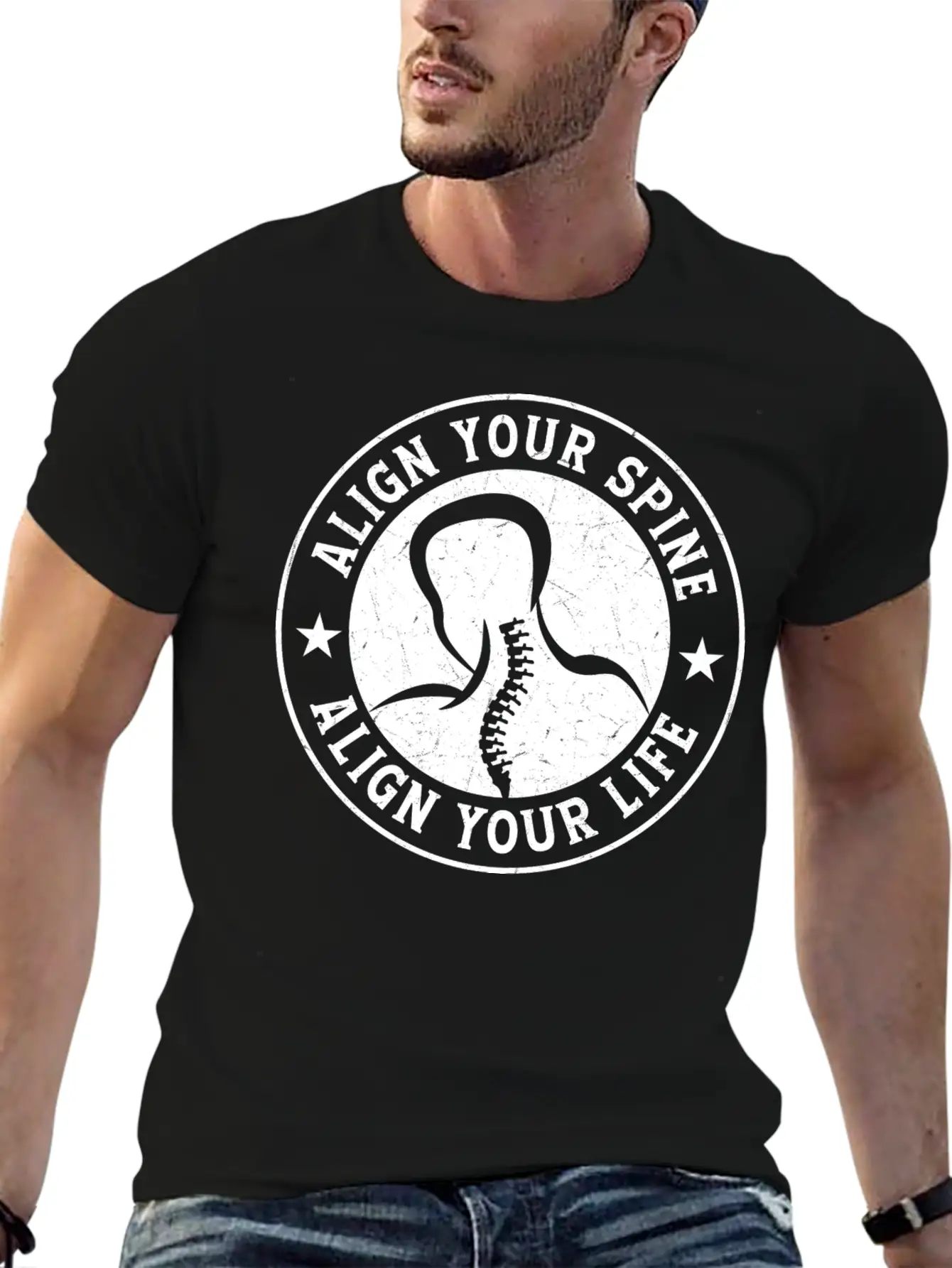 Align Your Spine Align Your Life Chiropractor Chir Stylish Everyday T-Shirt – Unisex Basic Cotton Tee