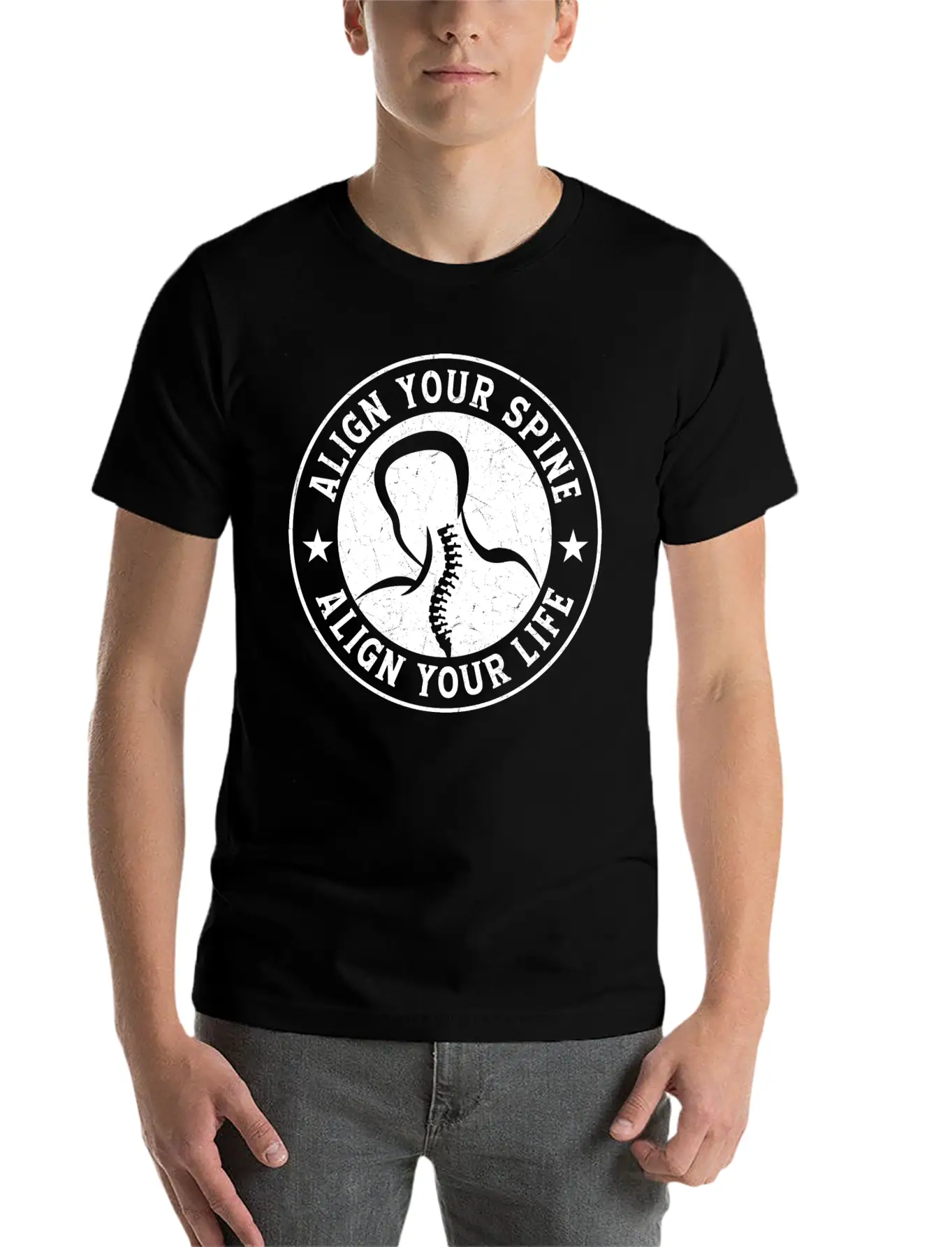 Align Your Spine Align Your Life Chiropractor Chir Stylish Everyday T-Shirt – Unisex Basic Cotton Tee
