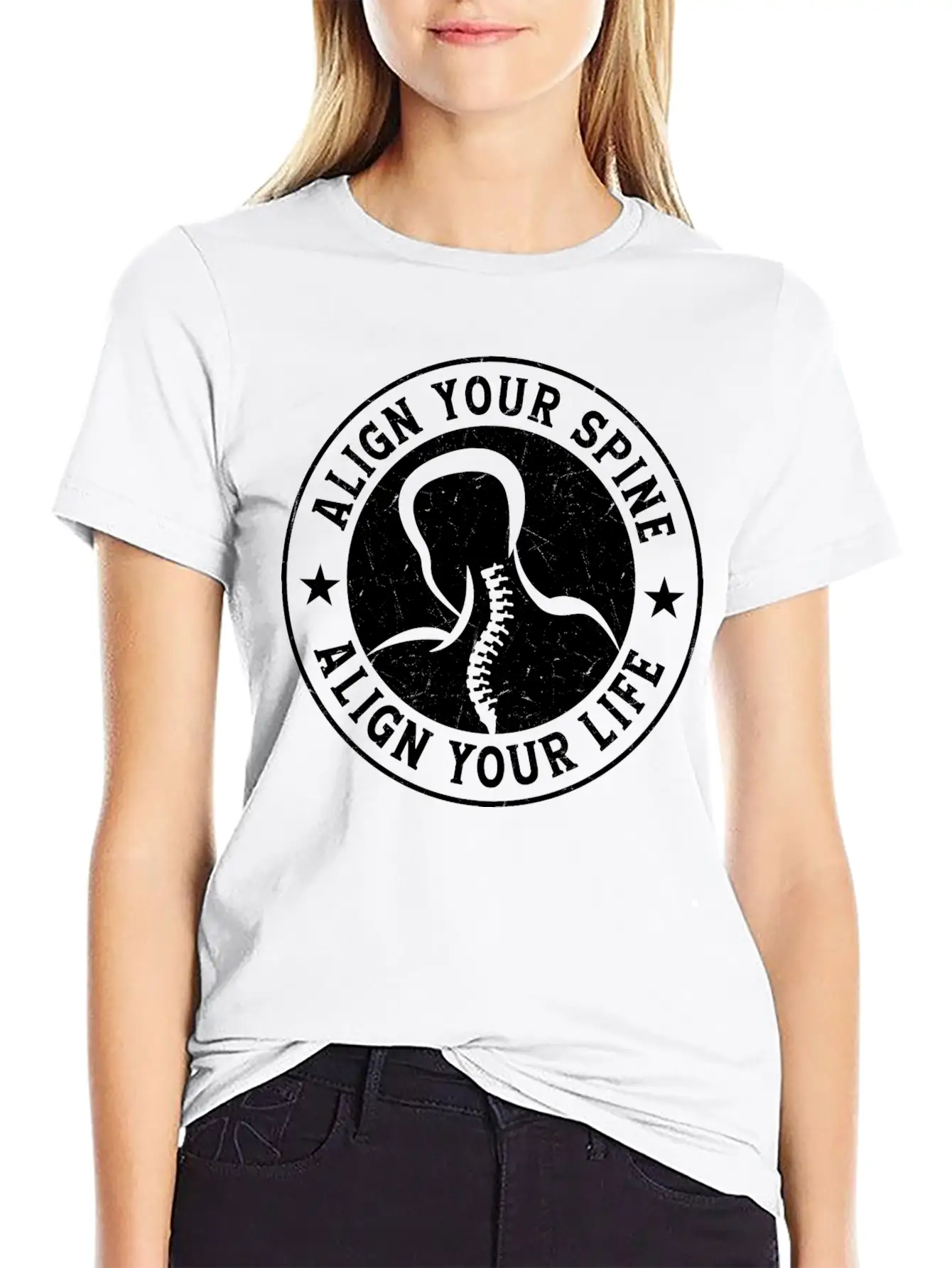 Align Your Spine Align Your Life Chiropractor Chir Stylish Everyday T-Shirt – Unisex Basic Cotton Tee