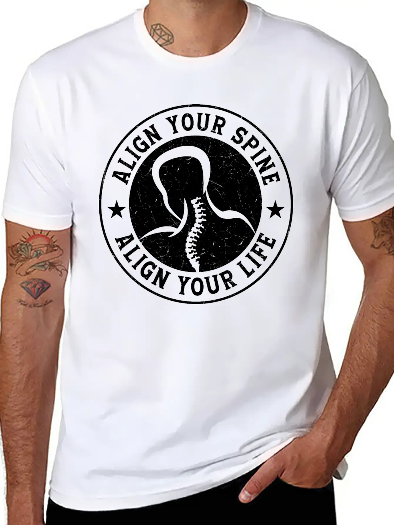 Align Your Spine Align Your Life Chiropractor Chir Stylish Everyday T-Shirt – Unisex Basic Cotton Tee