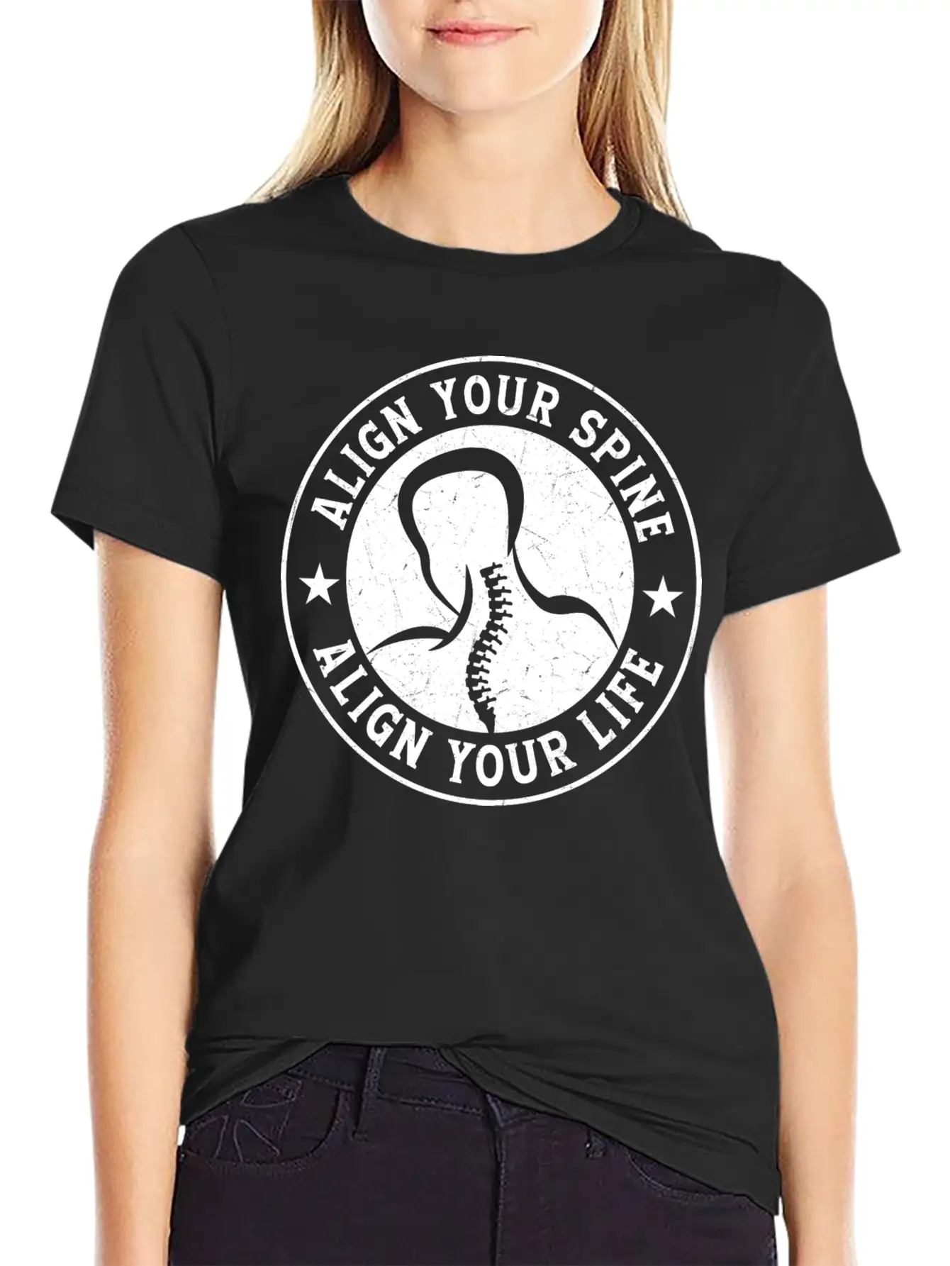 Align Your Spine Align Your Life Chiropractor Chir Stylish Everyday T-Shirt – Unisex Basic Cotton Tee