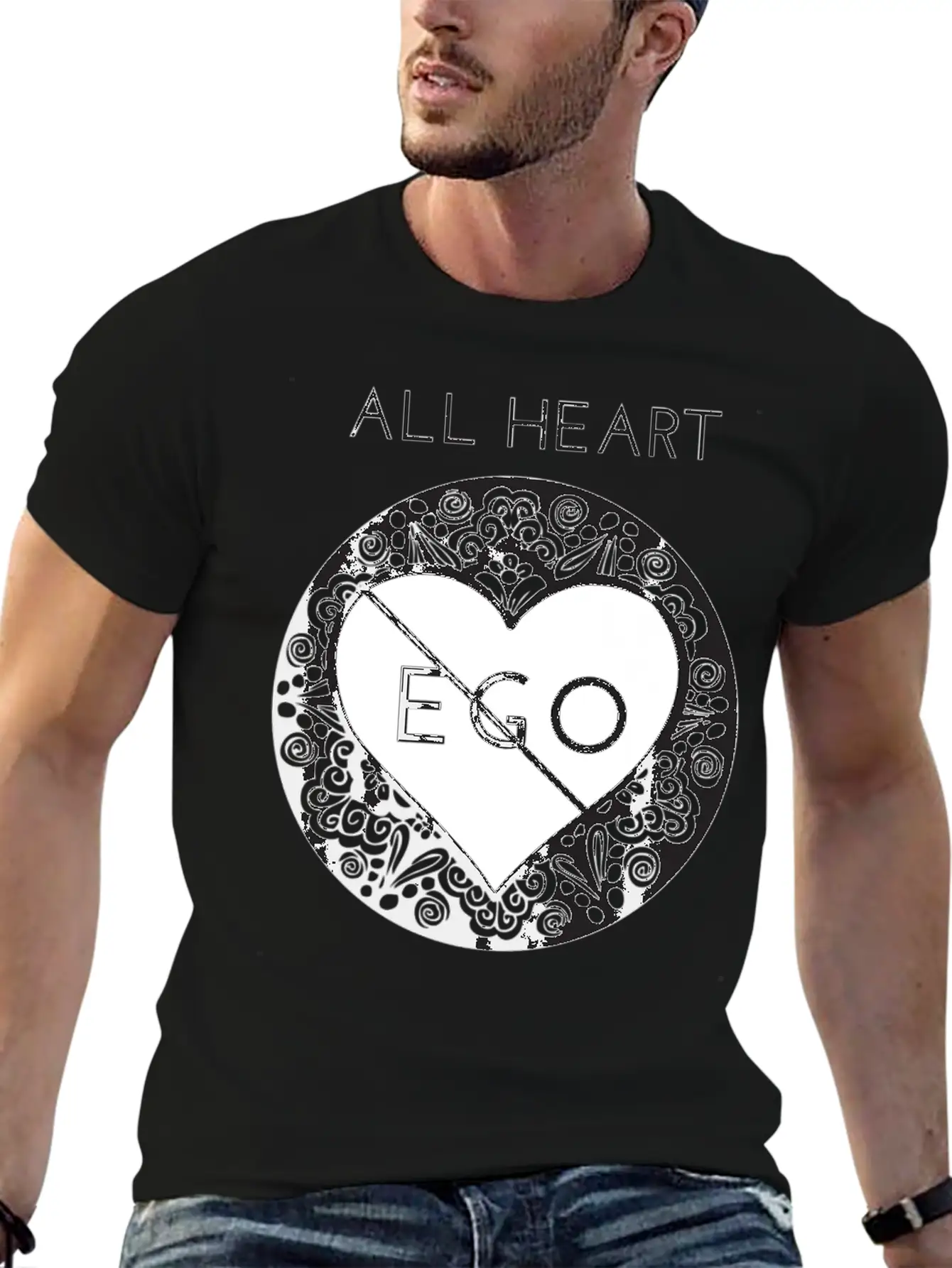 All Heart No Ego Zen Mindful Yoga Premium Lightweight Cotton T-Shirt – Daily Comfort Graphic Shirt