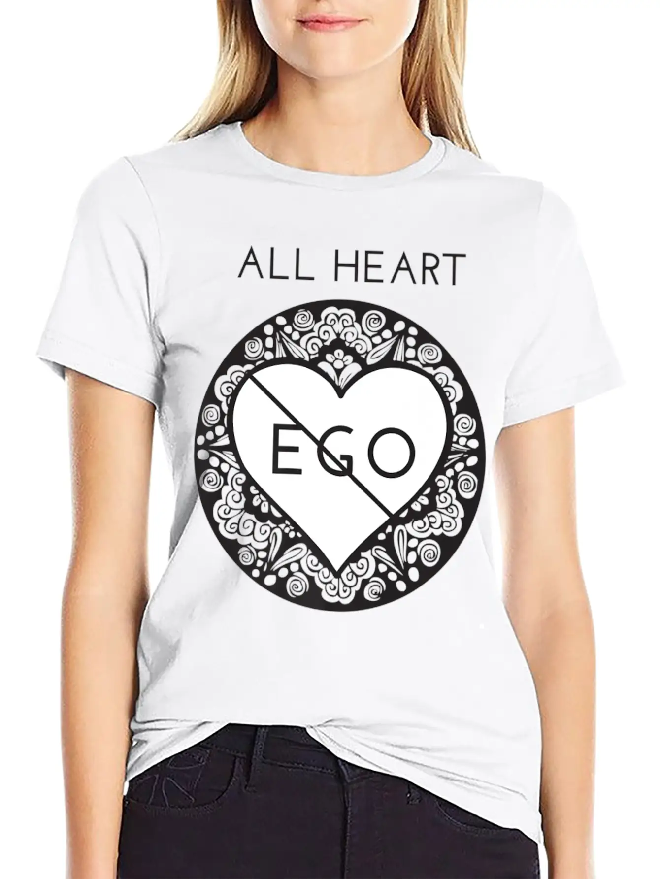 All Heart No Ego Zen Mindful Yoga Premium Lightweight Cotton T-Shirt – Daily Comfort Graphic Shirt