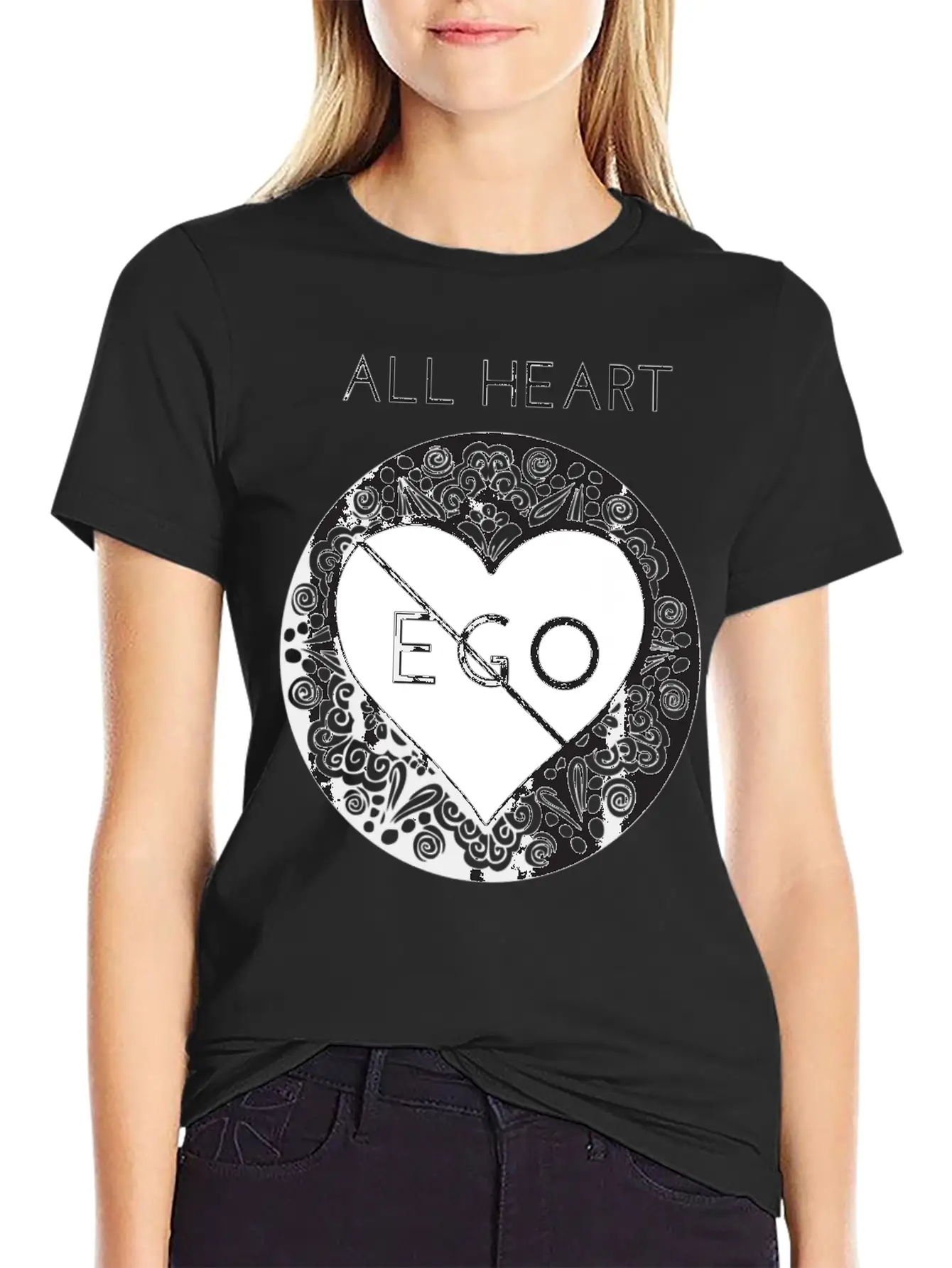 All Heart No Ego Zen Mindful Yoga Premium Lightweight Cotton T-Shirt – Daily Comfort Graphic Shirt