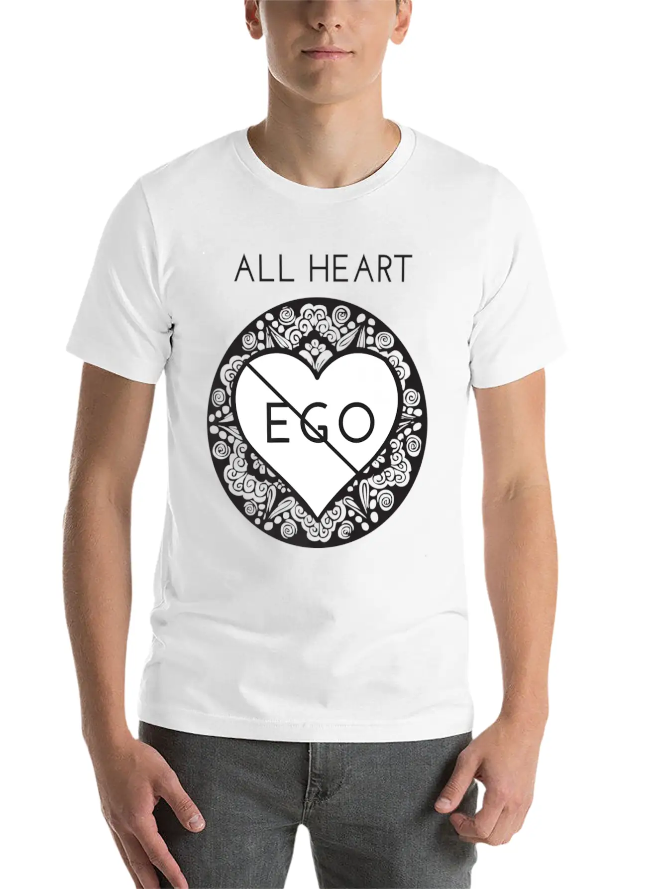 All Heart No Ego Zen Mindful Yoga Premium Lightweight Cotton T-Shirt – Daily Comfort Graphic Shirt