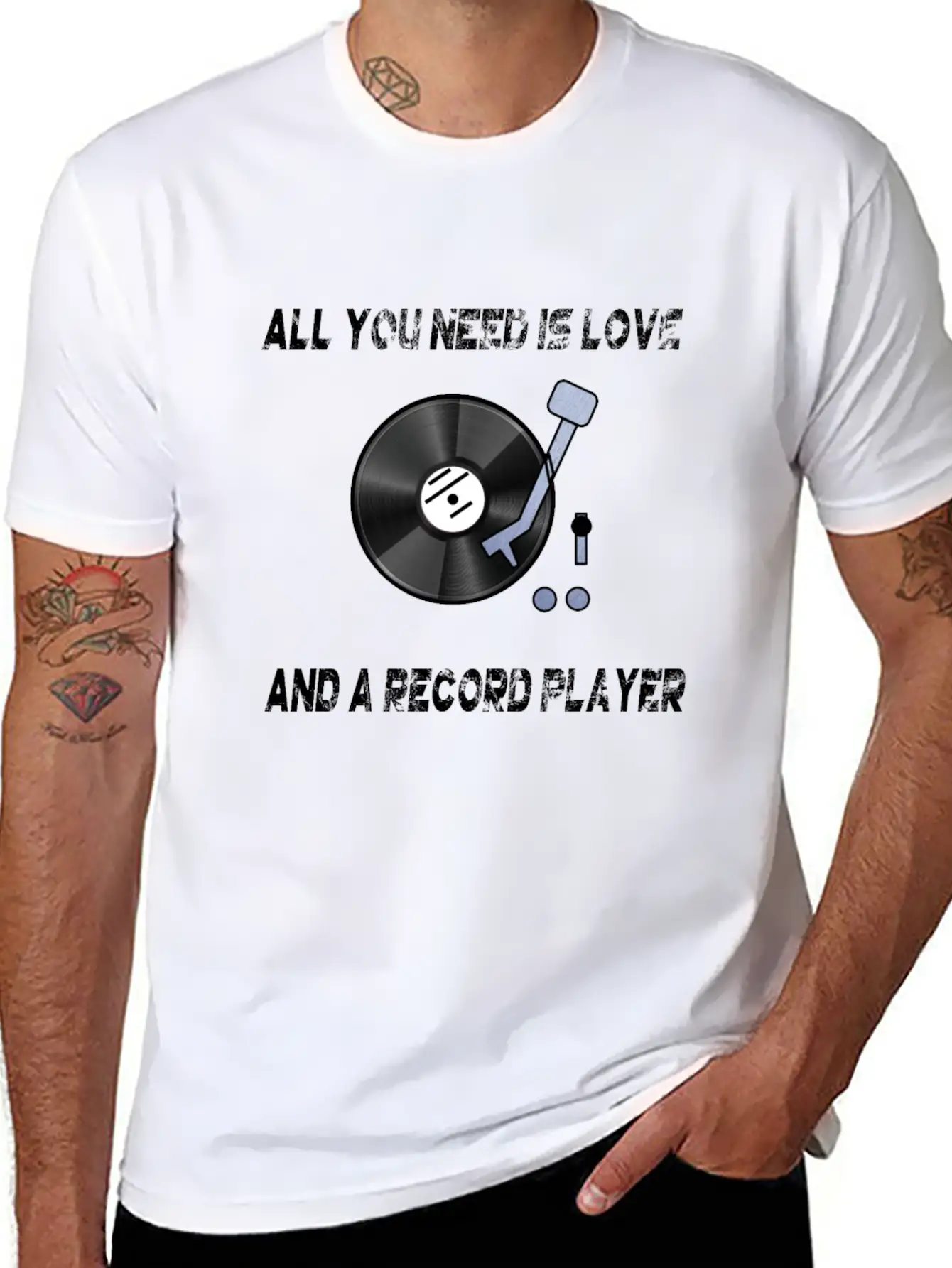 All You Need Is Love And A Record Player Turntable Relaxed Everyday Tee – Lightweight And Durable Cotton