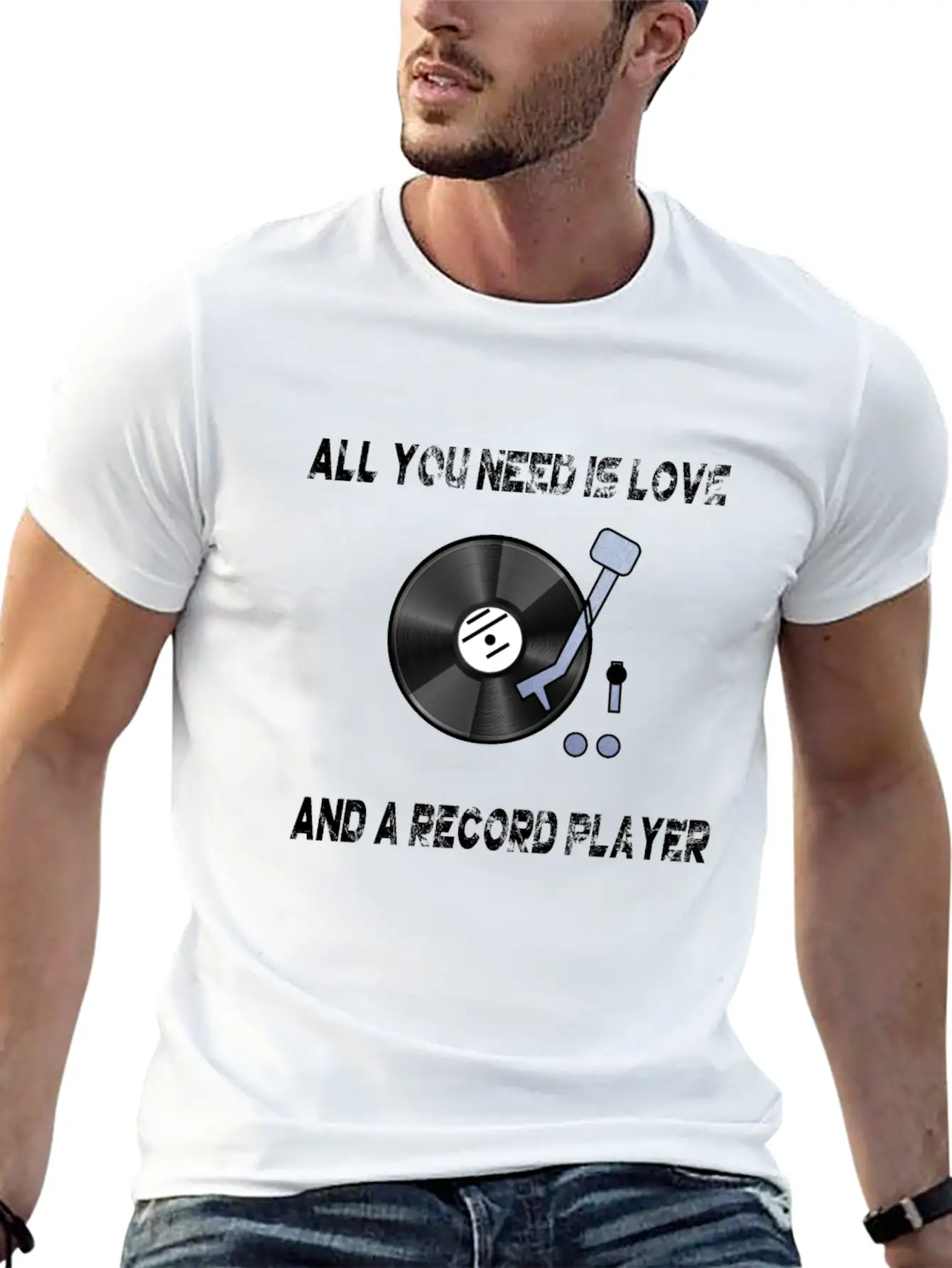 All You Need Is Love And A Record Player Turntable Relaxed Everyday Tee – Lightweight And Durable Cotton