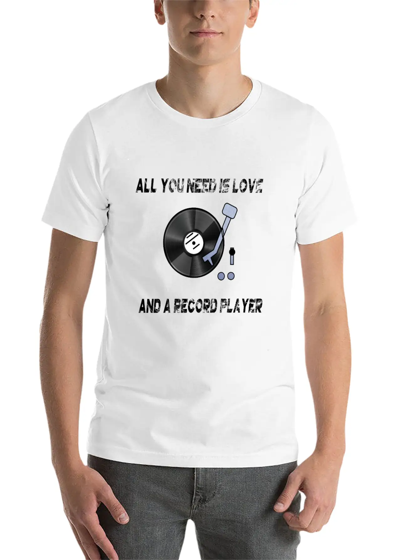 All You Need Is Love And A Record Player Turntable Relaxed Everyday Tee – Lightweight And Durable Cotton
