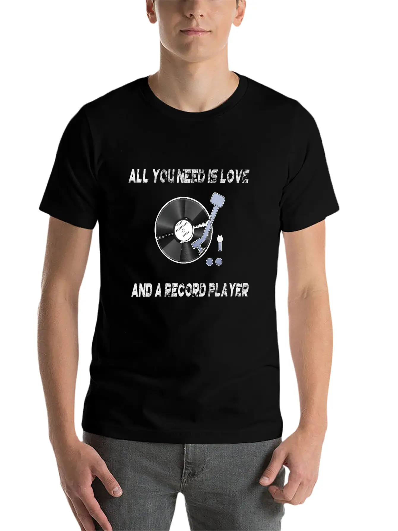 All You Need Is Love And A Record Player Turntable Relaxed Everyday Tee – Lightweight And Durable Cotton