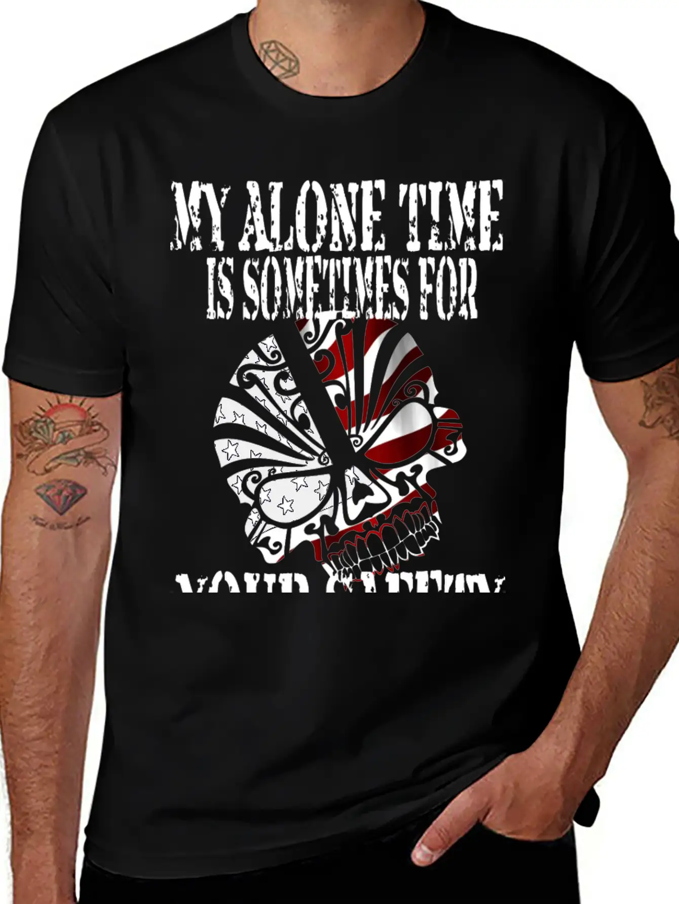 Alone, Skull, Stars And Stripes, Proud, Patriot Unisex Casual T-Shirt – Clean Design For Daily Comfort